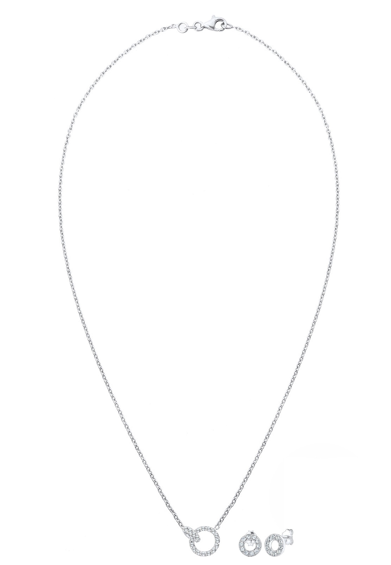 Elli Ohrring und Ketten Set »Schmuckset Kreis Glas Kristalle 925 Sterling Silber«