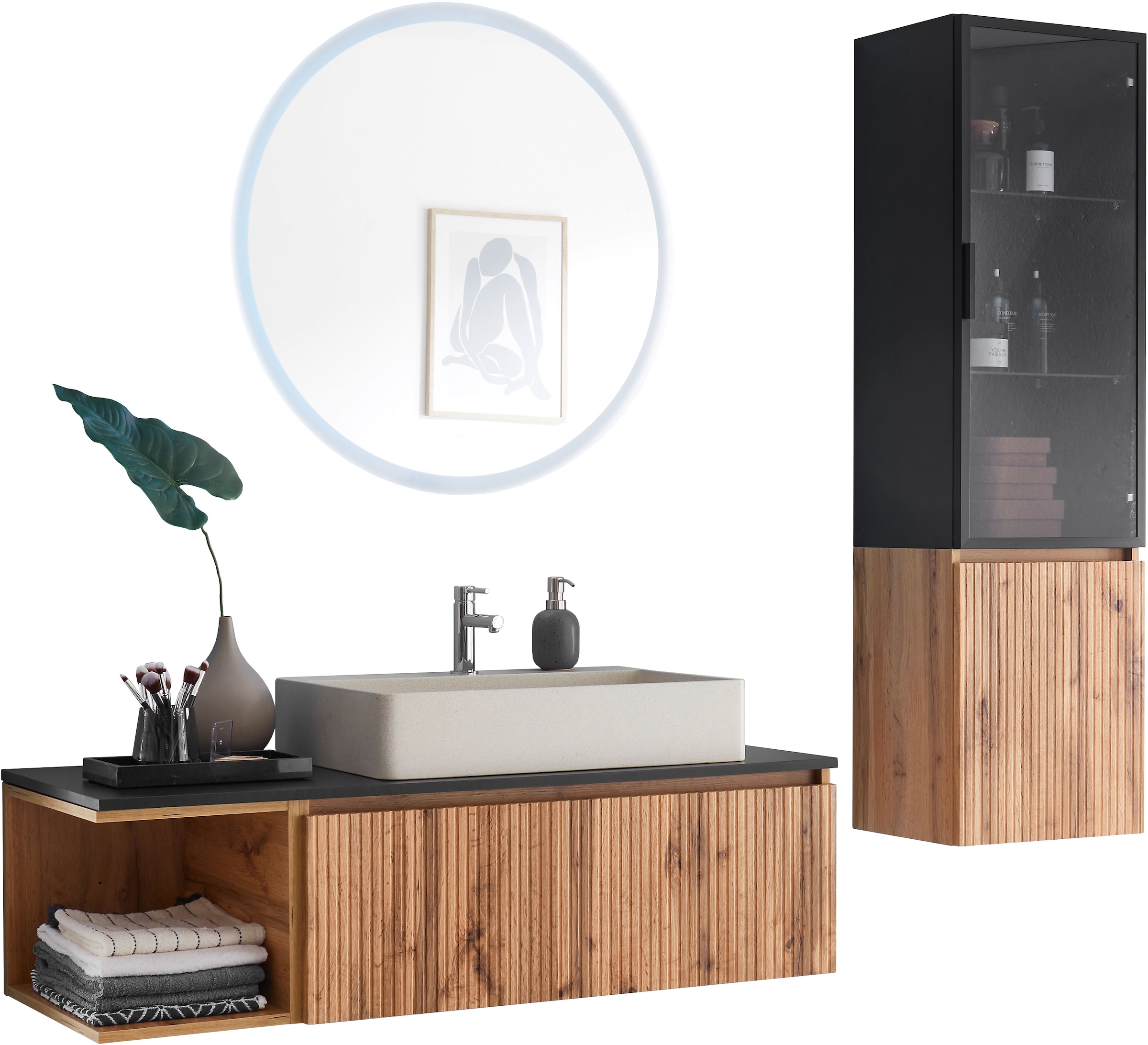 BASIC by Balculina Hochschrank »Loris BxHxT 40x140x32 cm« 1 Stk. tlg. Breite 40cm, Softclose, Glastür