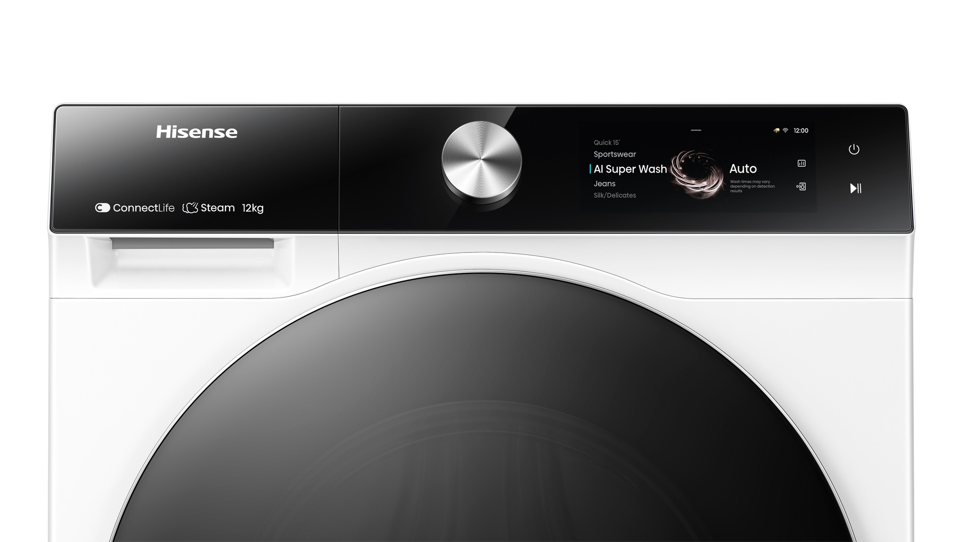 Hisense Waschmaschine »WF7S1247BW«, 12 kg, 1400 U/min, Dynamisches TFT-Touch-Display