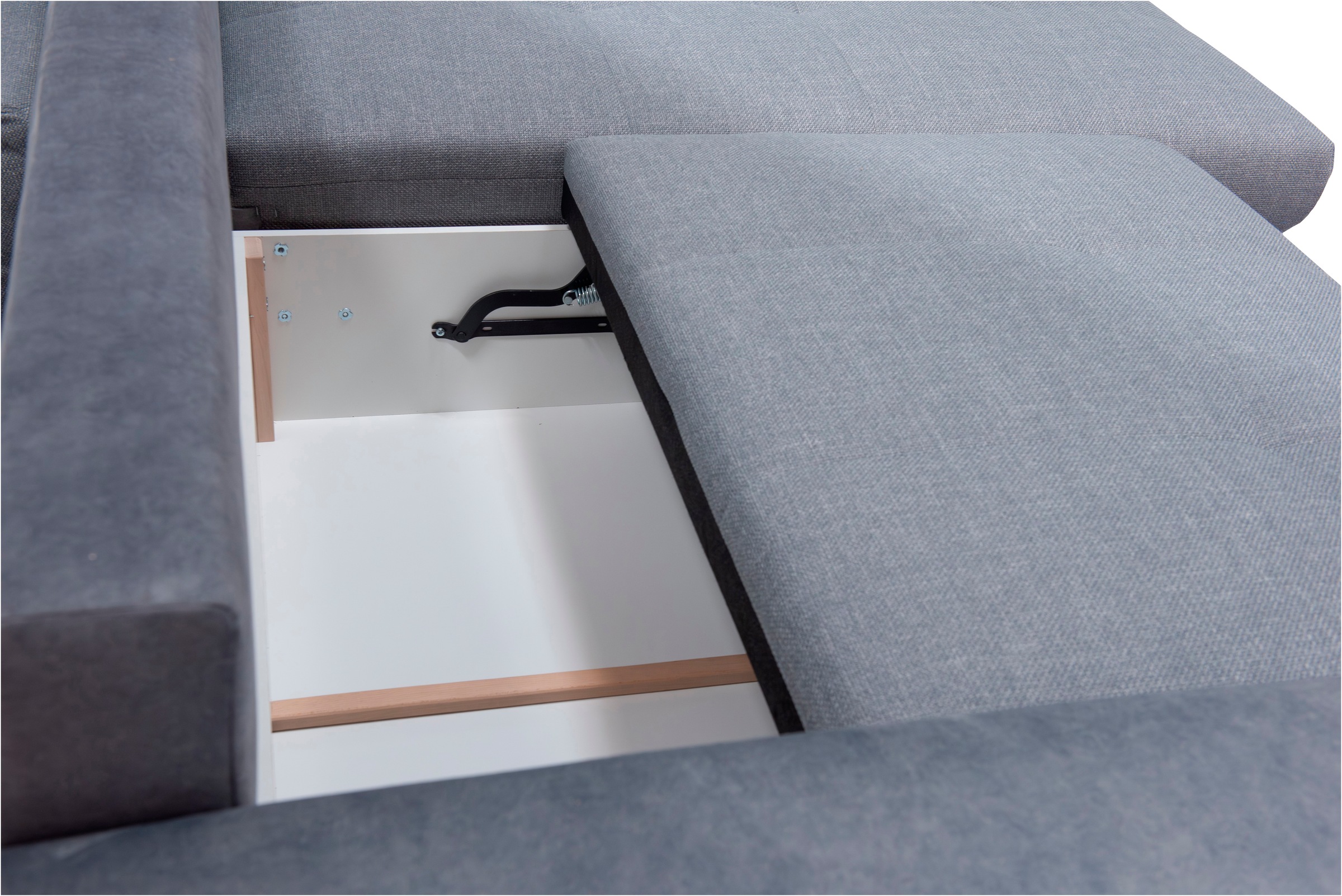 exxpo - sofa fashion Ecksofa »Larnaca, inkl. Bettfunktion und Bettkasten, bequem und komfortabel,«, mit extrabreiten Rückenkissen und 2 Zierkissen
