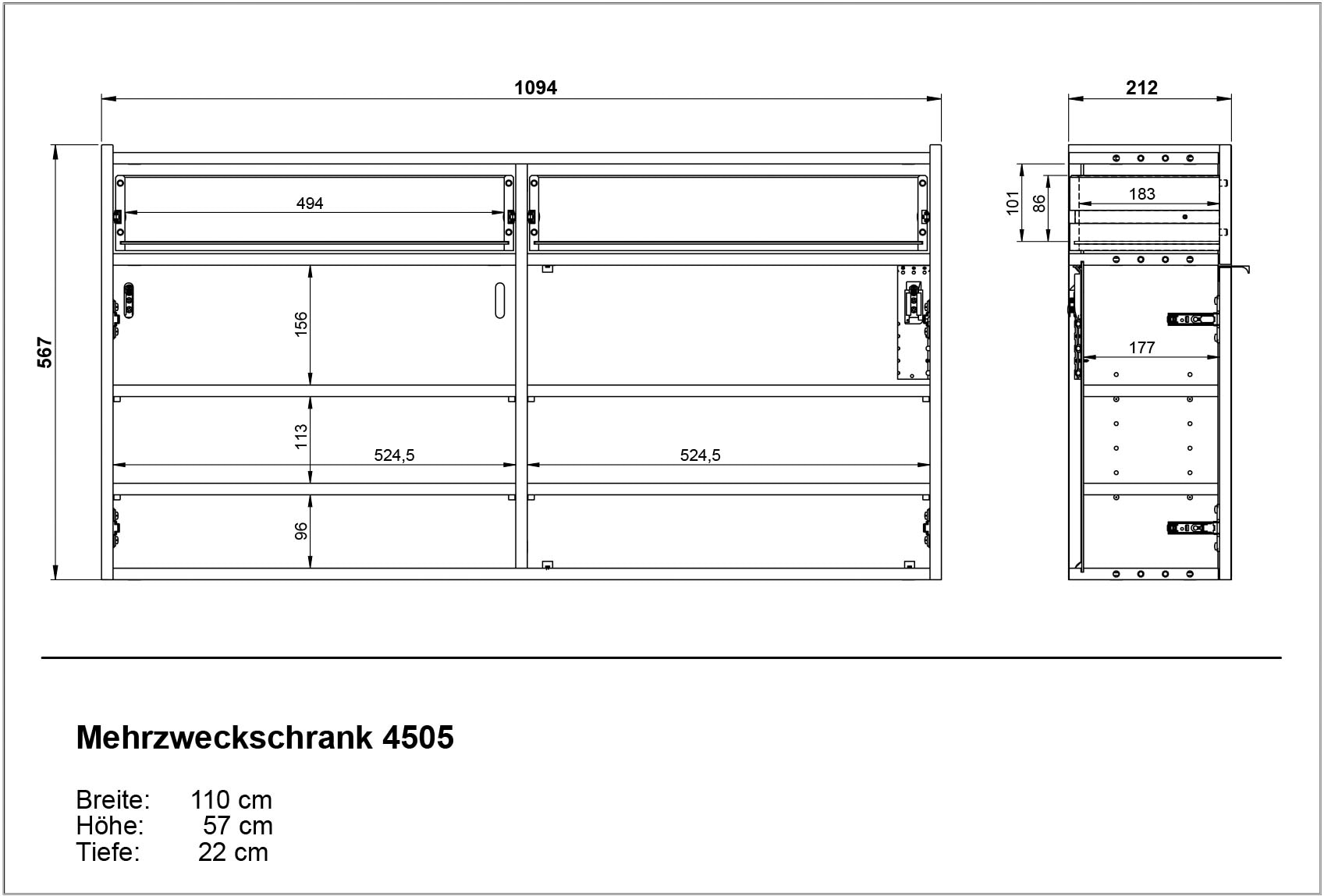 GERMANIA Hängeschuhschrank »Ameca«, Türen mit Soft-Close, 110x22x57 cm, Made in Germany