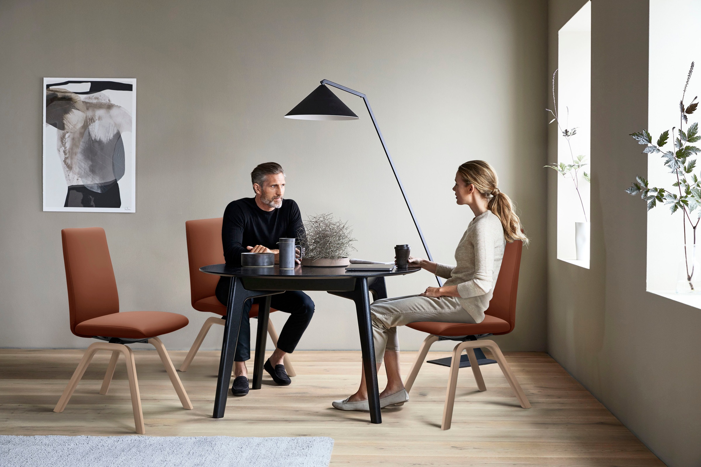 Stressless® Polsterstuhl »Laurel«, Leder PALOMA, Low Back, Größe L, mit schräggestellten Beinen in Eiche natur