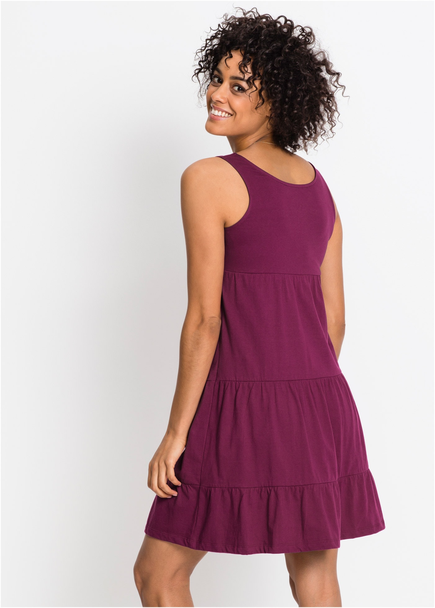 bonprix Jerseykleid »Baumwoll Jerseykleid, kurz« für entspannte Sommertage, aus Baumwolle, lockere A-Linie, knielang
