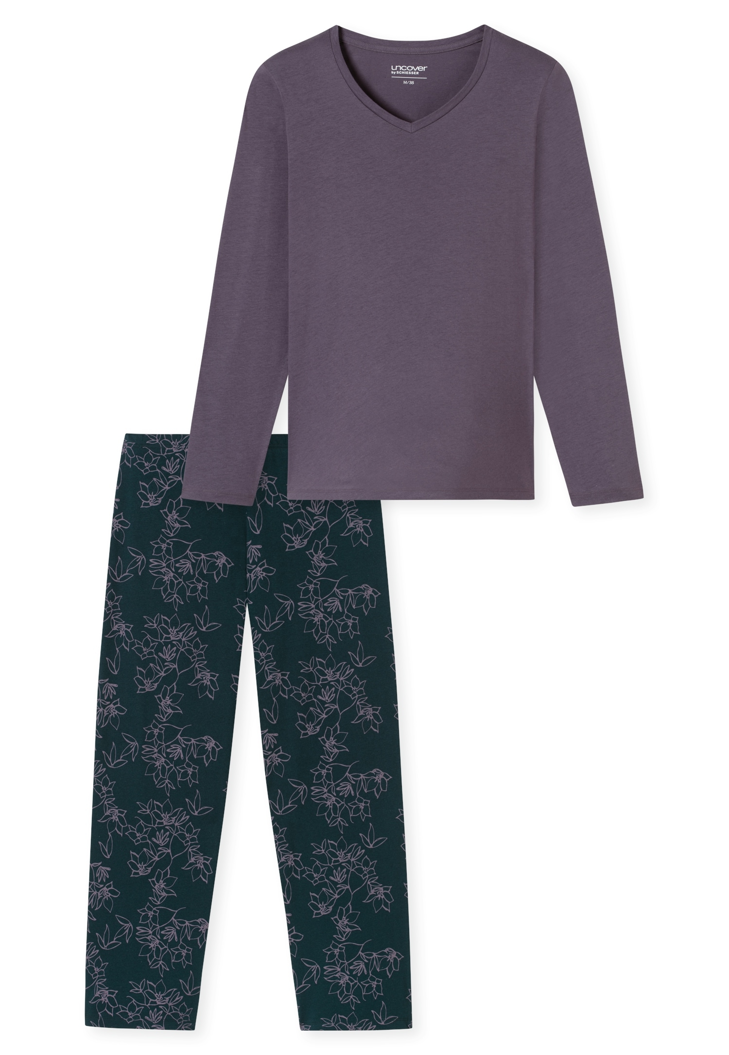 uncover by SCHIESSER Schlafanzug »UNCOVER Nightwear«, (2 tlg.), Baumwolle, Singel Jersey-Qualität, langärmelig, atmungsaktiv, bequem