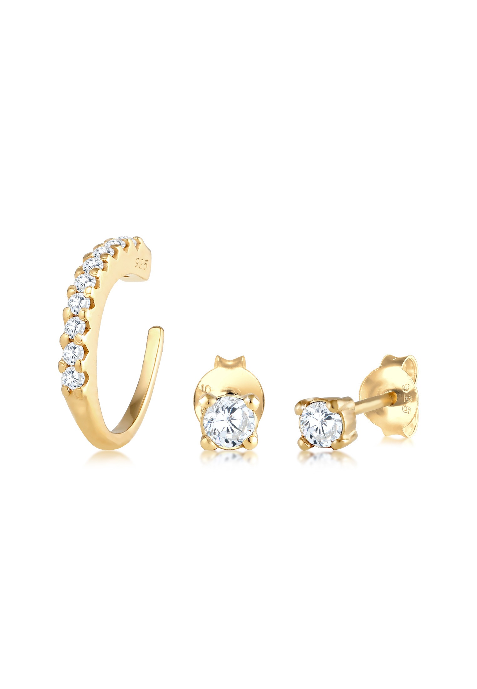 Elli Ohrstecker-Set »Ohrringe Ohrstecker Earcuff Zirkonia Set 925 Sterling Silber«