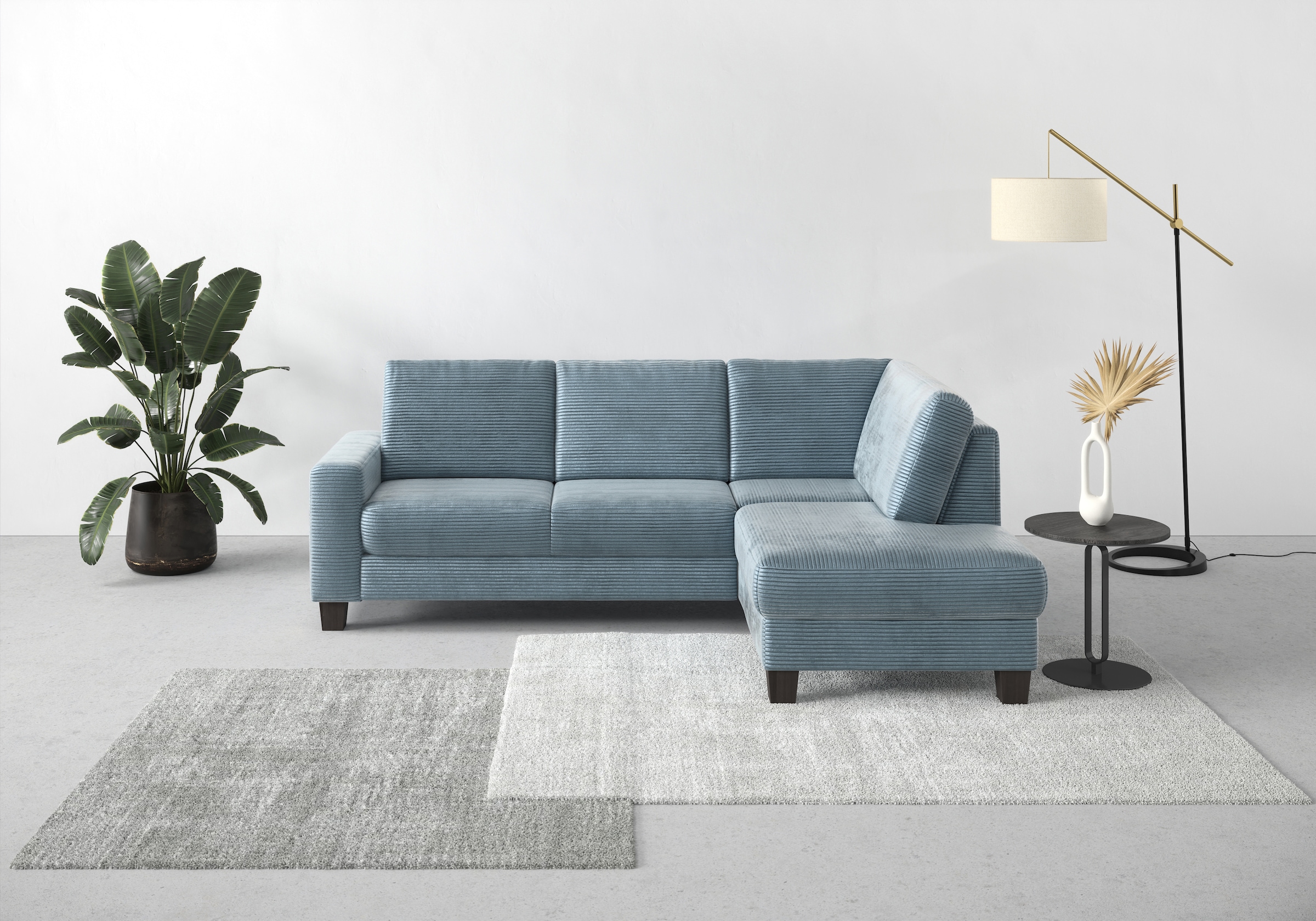 Home affaire Ecksofa »Summer L-Form« mit Ottomane, mit oder ohne Bettfunktion und Bettkasten, Cord-Bezug
