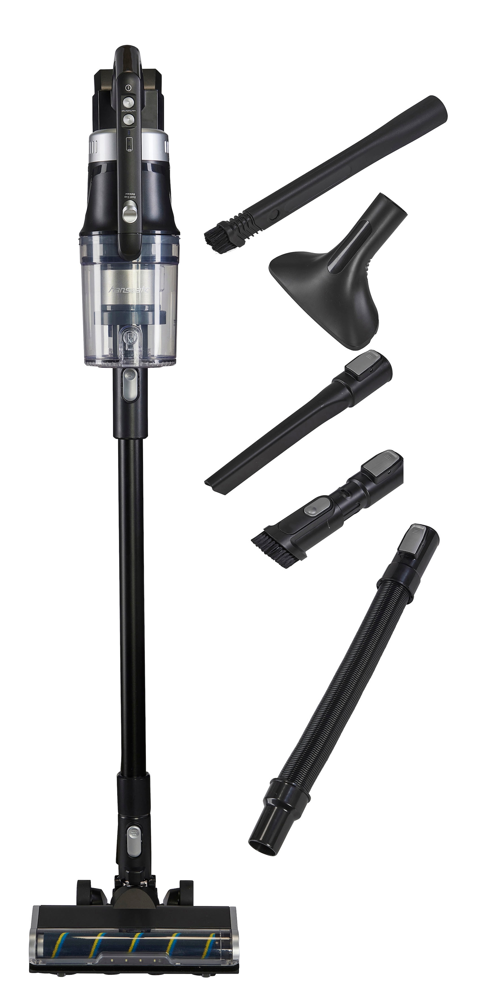 Hanseatic Akku-Hand-und Stielstaubsauger »HVS450BMC Akku Staubsauger, LED Beleuchtung, HEPA H12 Filter«, inkl. Wandhalterung, großes Zubehör, einfache Entleerung