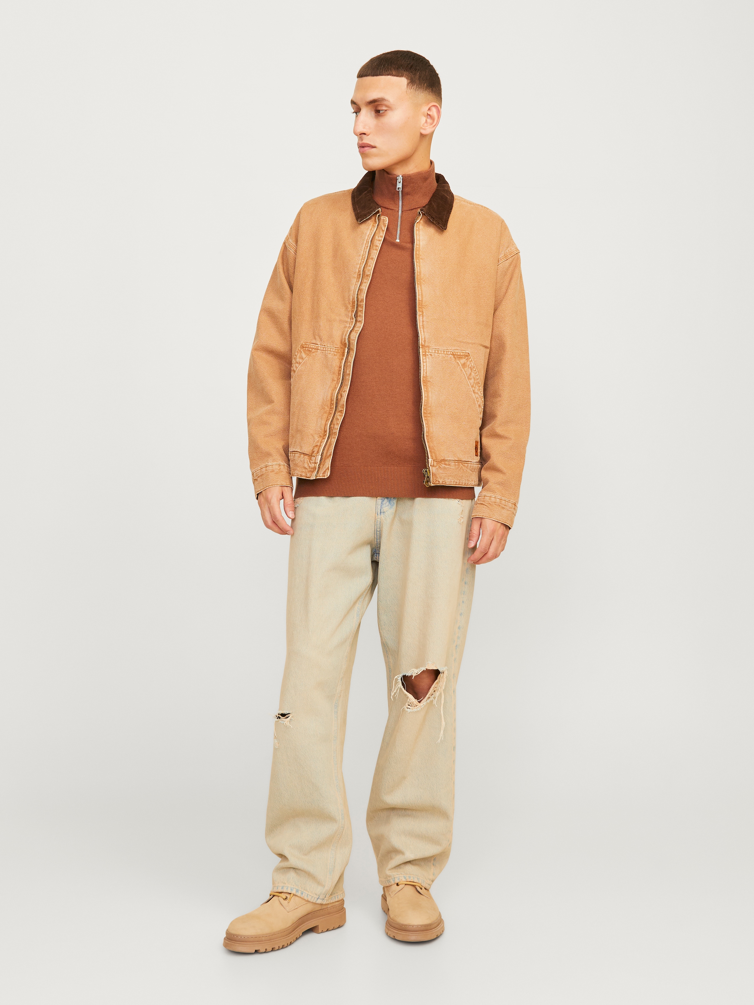 Jack & Jones Troyer »JJEEMIL KNIT HALF ZIP NOOS«, mit Rippbündchen