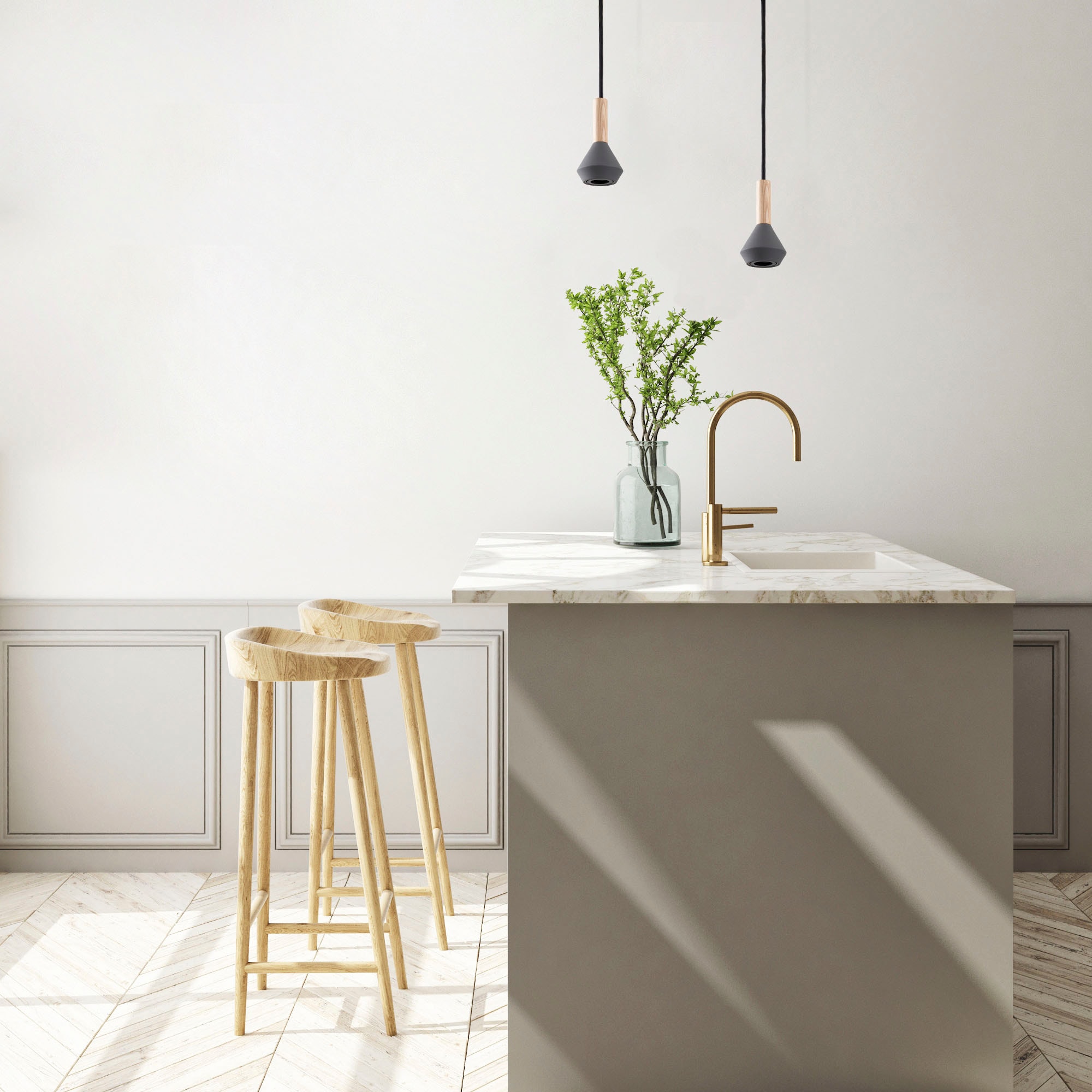 Paco Home Pendelleuchte »MORA«, Leuchtmittel GU10 | ohne Leuchtmittel, Wohnzimmer Esszimmer Klein Modern Holz Metall GU10 Küchenlampe