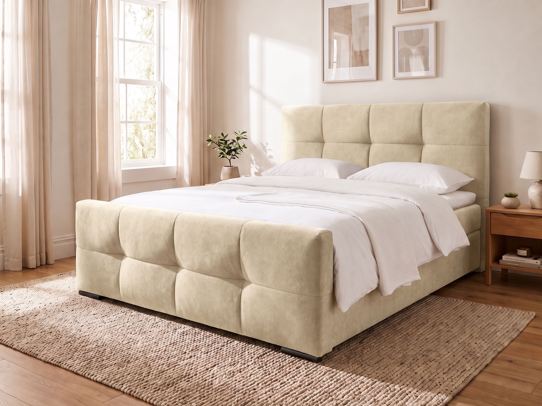OTTO home Boxbett »FIETTE, Polsterbett mit Bettkasten, inkl. Taschenfederkernmatratze H3« inkl. Kaltschaumtopper, Luxus-Mircofaser-Bezug, Liegefläche 180x200 cm