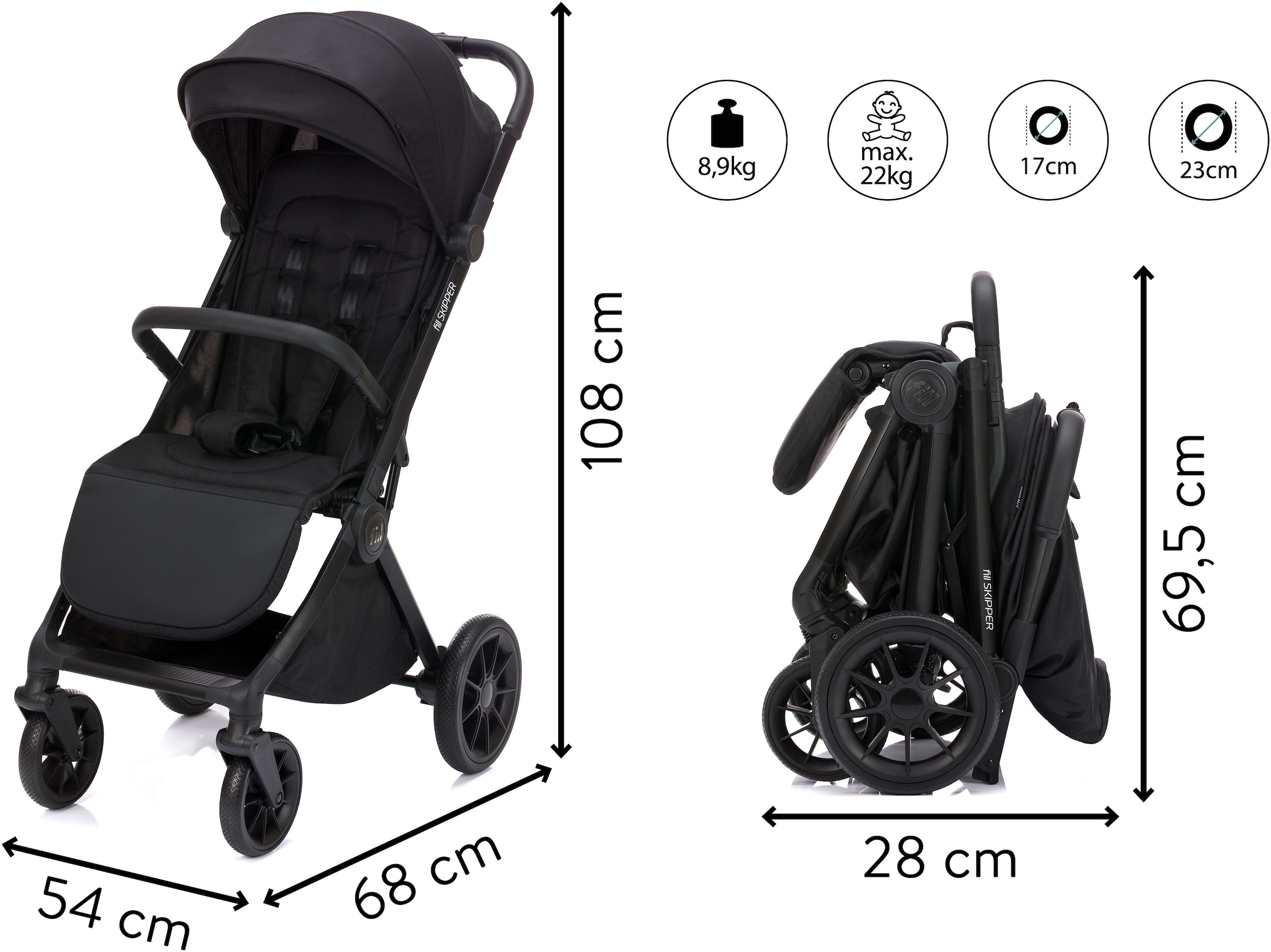 Fillikid Kinder-Buggy »Skipper« 22 kg Gewicht ca. 8,9 kg
