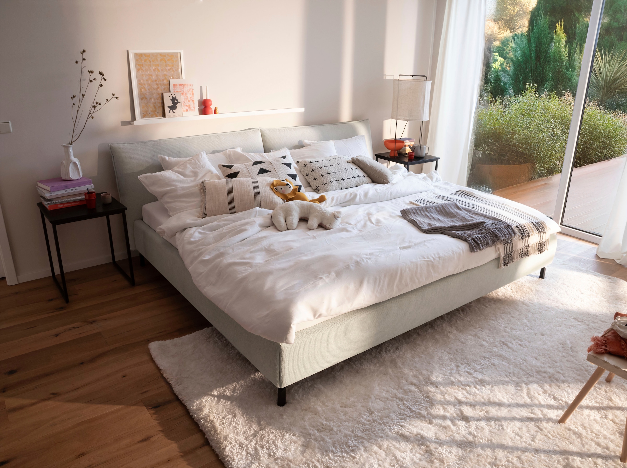 Home affaire Polsterbett »Fionara, Familienbett, extrabreite Liegefläche 240cm, in 2 Längen« inkl. 7-fache Einlegetiefenverstellung & saugroboterfreundliche Höhe