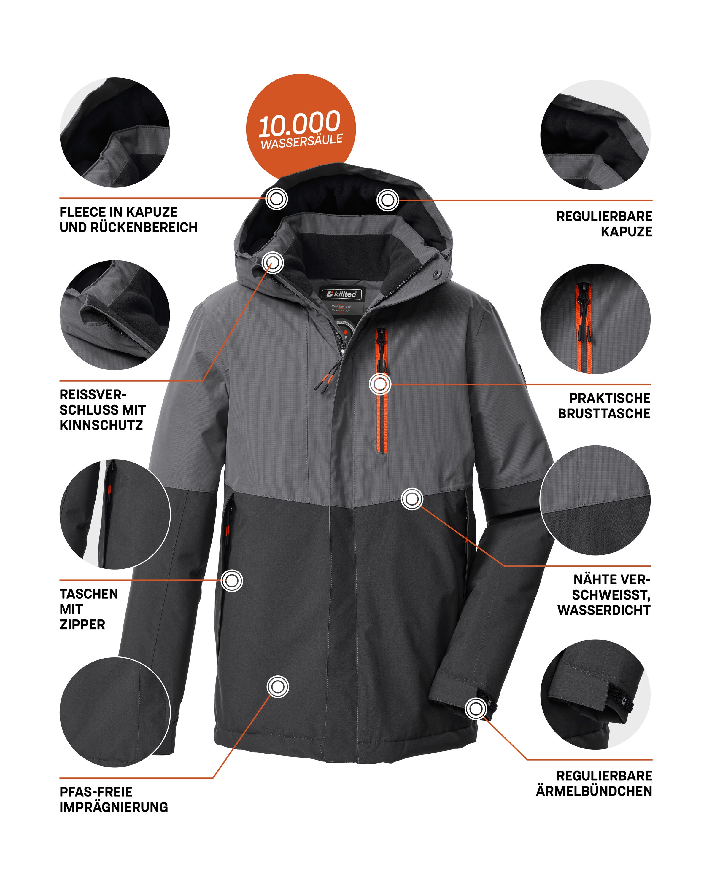 Killtec Funktionsjacke »KOW 222 BYS JCKT«, Wind- u. wasserdichte Kinderjacke mit Fleece, reflektierender Print