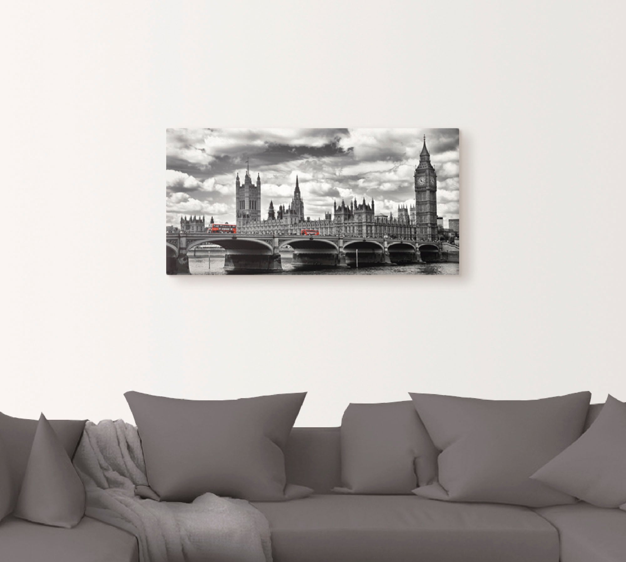 Artland Leinwandbild »London Westminster Bridge & Red Buses« Großbritannien 1 Stk. tlg. auf Holzrahmen gespannt