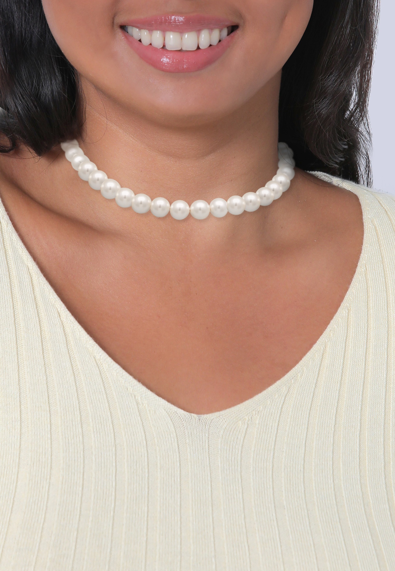 Elli Silberkette »Halskette Muschelkernperlen T-Bone 925 Silber vergoldet«