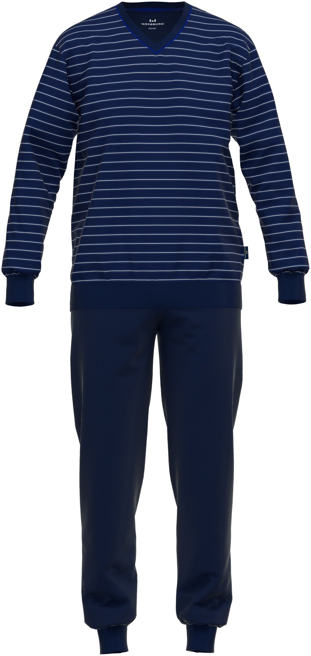 GÖTZBURG Pyjama »Sternstunde«, (2 tlg.), Rundhalsausschnitt, Langarm, Brusttasche
