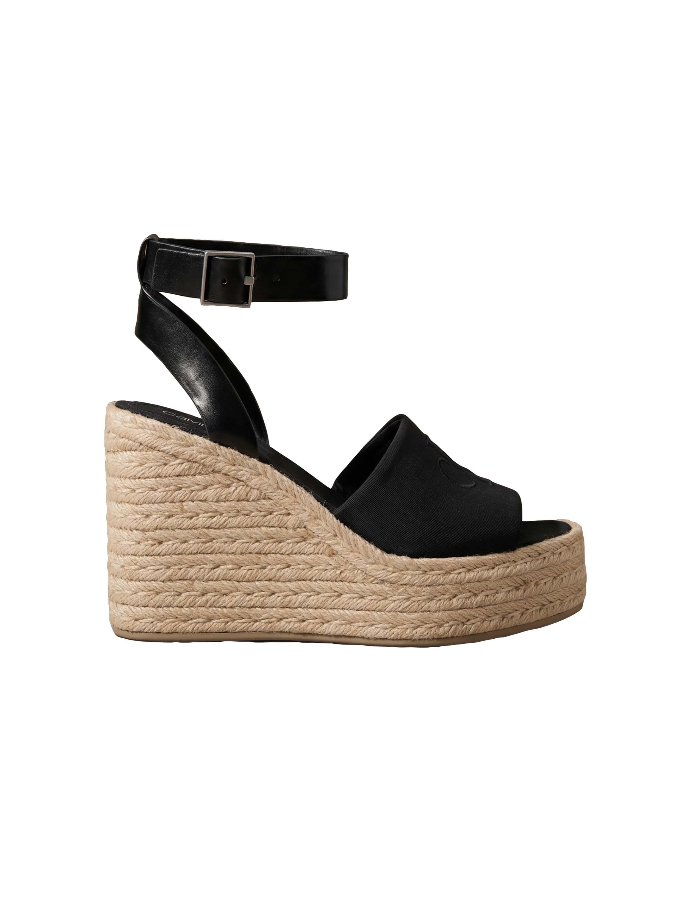 Calvin Klein Keilsandalette »WEDGE ESPAD 70 NEOPR MG«  Sommerschuh, Plateausandale, Keilabsatz, mit Bastbesatz
