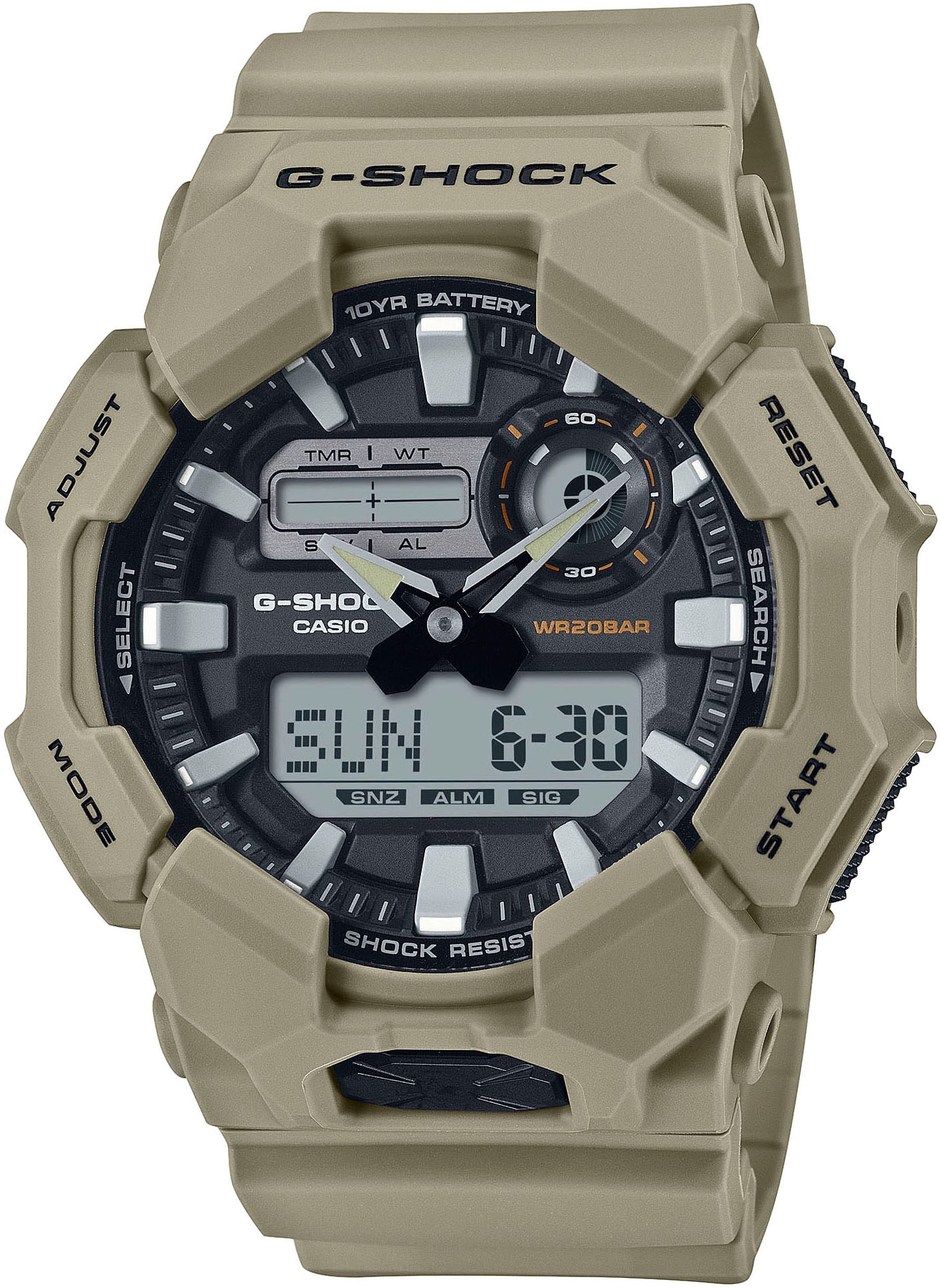 CASIO G-SHOCK Chronograph, Quarzuhr, Armbanduhr,Herrenuhr, digital,Resinband, bis 20 bar wasserd.