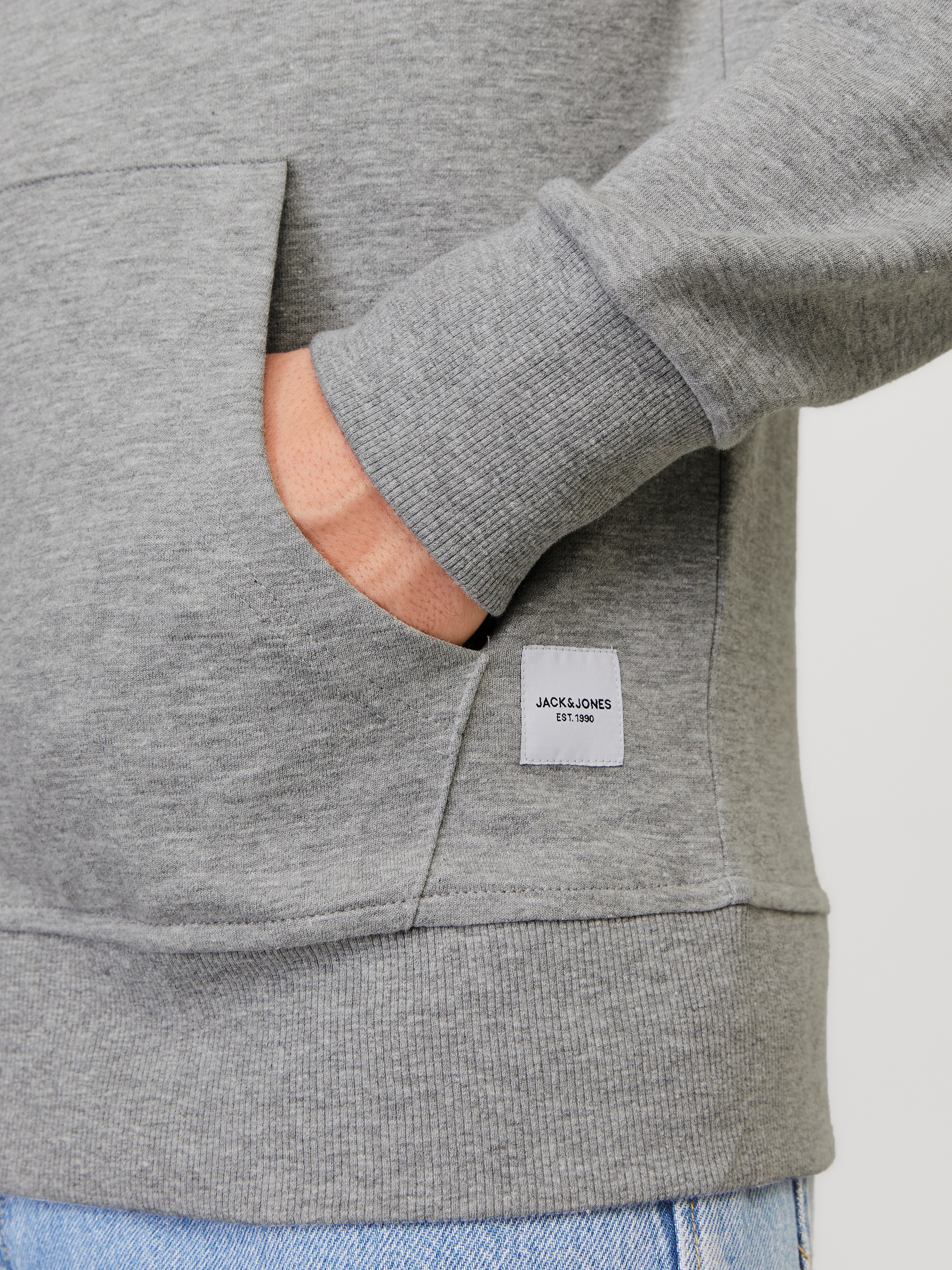 Jack & Jones Kapuzensweatjacke »JJEBASIC Hoodie mit Rippbündchen und angenehmem Tragegefühl«, unifarben, modisch, regular fit, Baumwollmischung, Rundhals
