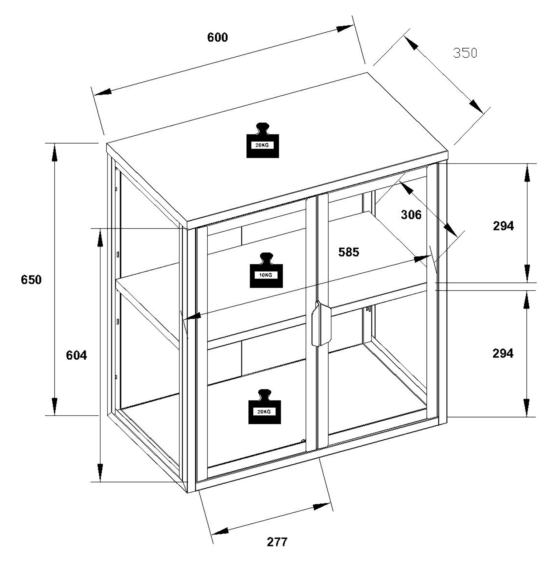 VCM Wandregal »Stahl Wandvitrine Hängevitrine Vitrine Glas Flokas« 1 Stk. tlg.