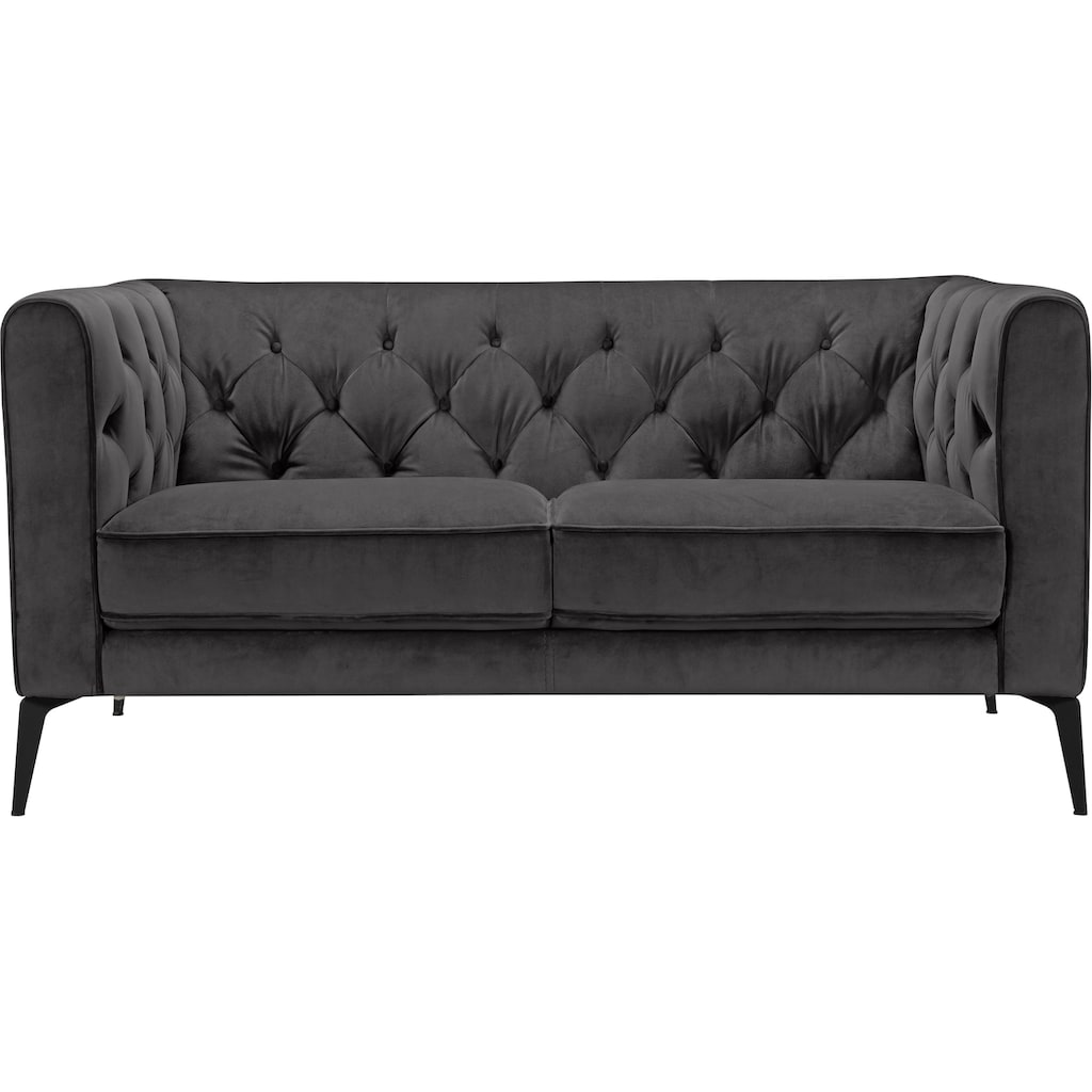 Leonique Chesterfield-Sofa »Namarda«, mit dekorativer Knopfheftung im Rückenteil und an den hohen Armlehnen, mit schlanken Metallbeinen, im Chesterfield-Design