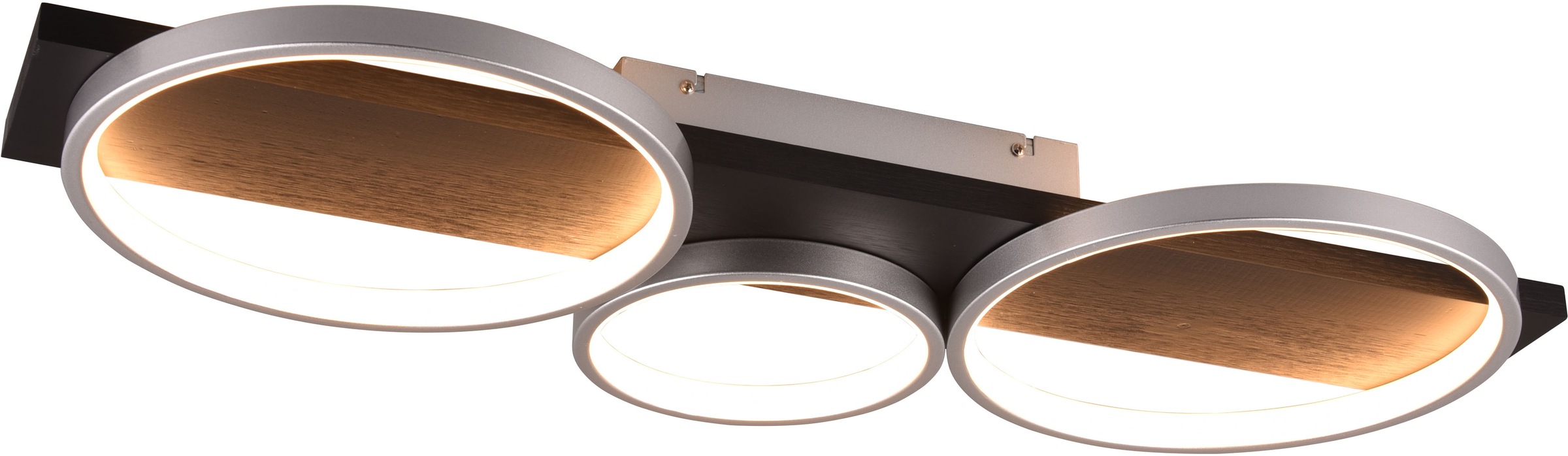 TRIO Leuchten LED Deckenleuchte »MEDERA, Deckenlampe LED Ringe mit Holz Deko 33W 3800 Lumen warmweiß«, 1 flammig, Leuchtmittel LED-Board | LED fest integriert, als Wandlampe oder Deckenlampe einsetzbar dimmbar über Wandschalter