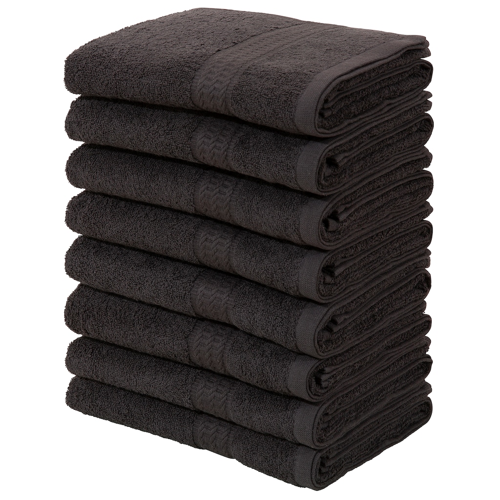 my home Handtücher »Juna«, (8 St.), im Set und als Serie, Handtuchset mit feiner Struktur-Bordüre, weiche Handtücher in modernen Unifarben, Handtuch aus 100% Baumwolle