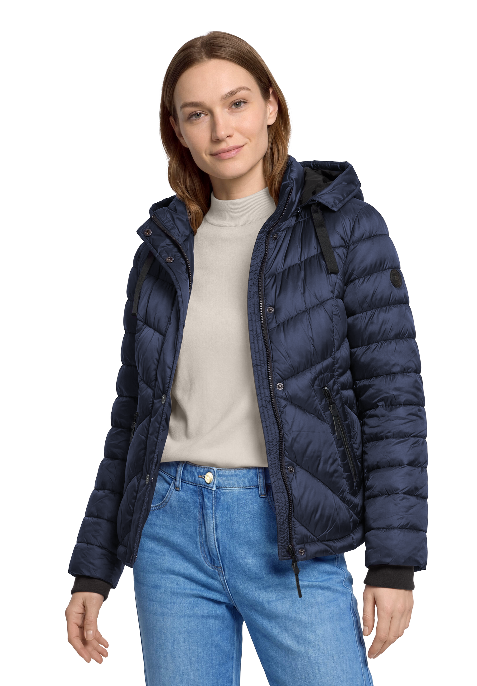 Gil Bret Steppjacke mit Kapuze mit abnehmbarer Kapuze und verdecktem Reißverschluss