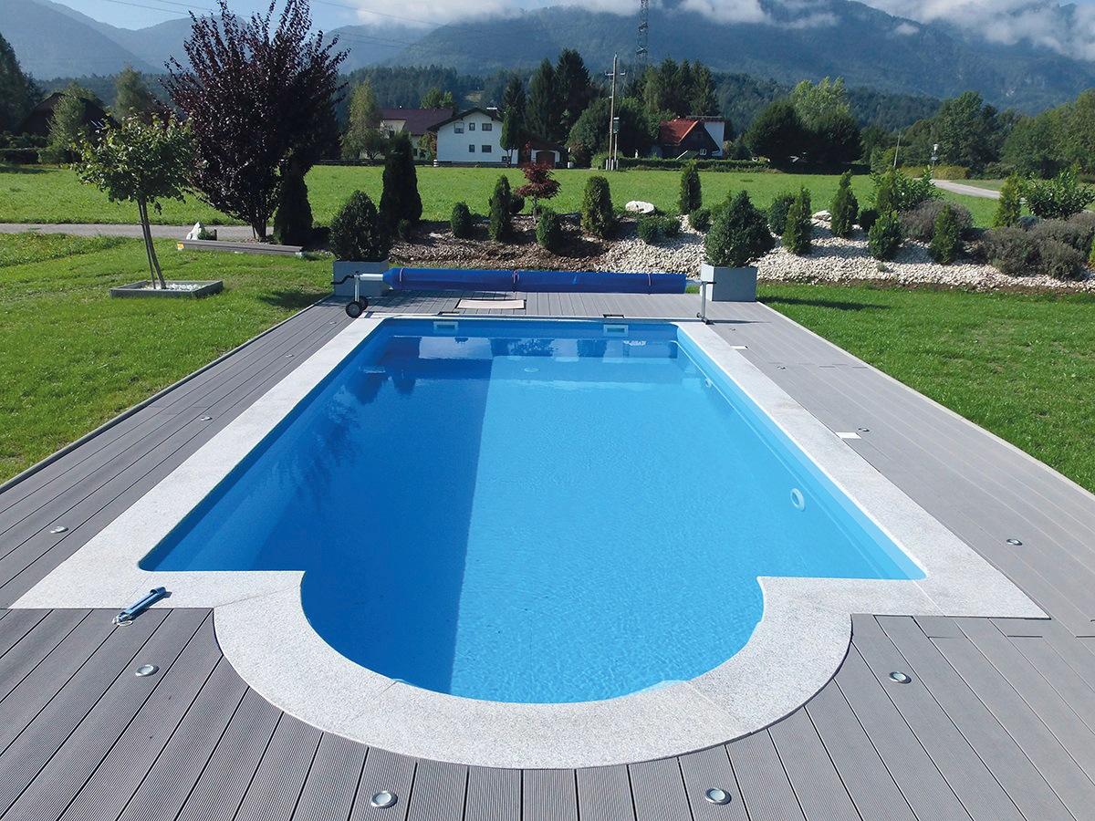 KWAD Schwimmbecken »STYROPOR®STEIN POOL ALL INCLUSIVE, BxLxH: 350x700x150 cm«, (Set), mit Römertreppe, inkl. Beckenrandsteine & Poolbeleuchtung