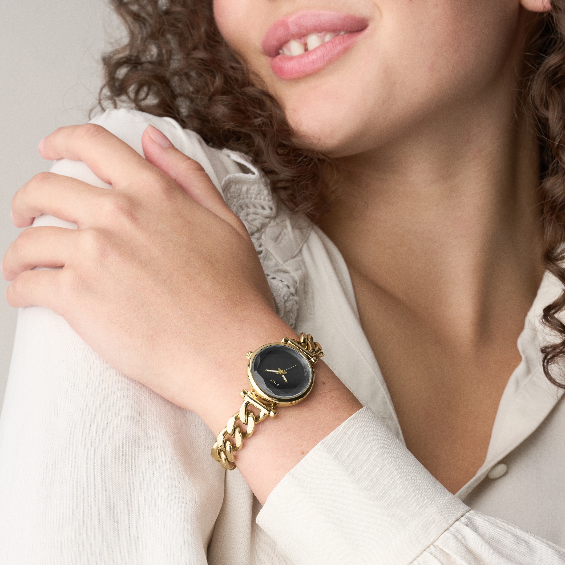 Fossil Quarzuhr »CARLIE« Armbanduhr, Damenuhr, Edelstahlarmband, analog