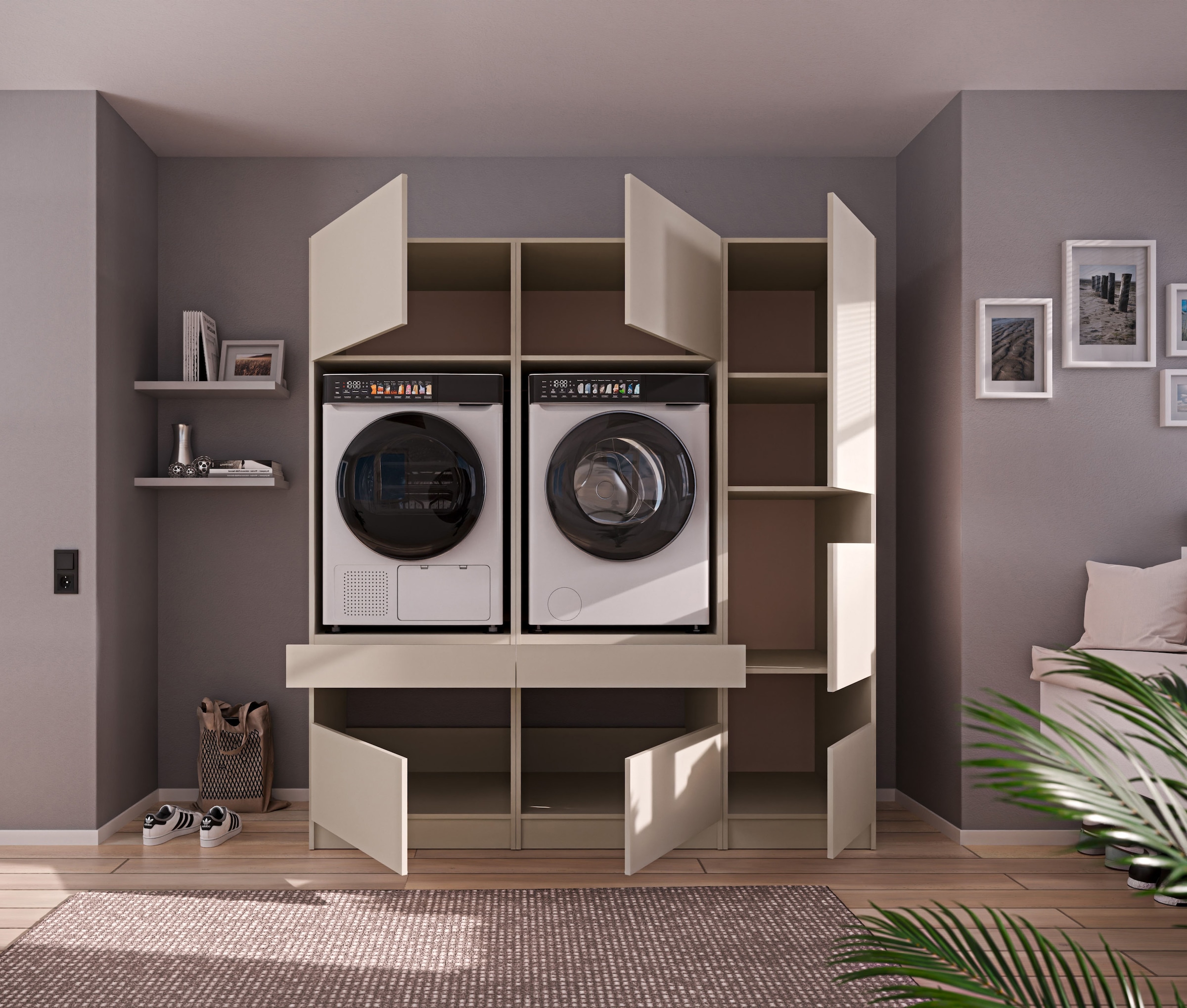 BASIC by Balculina Mehrzweckschrank-Set »Washhome B/T/H 186x68x200 cm« 3 Stk. tlg.