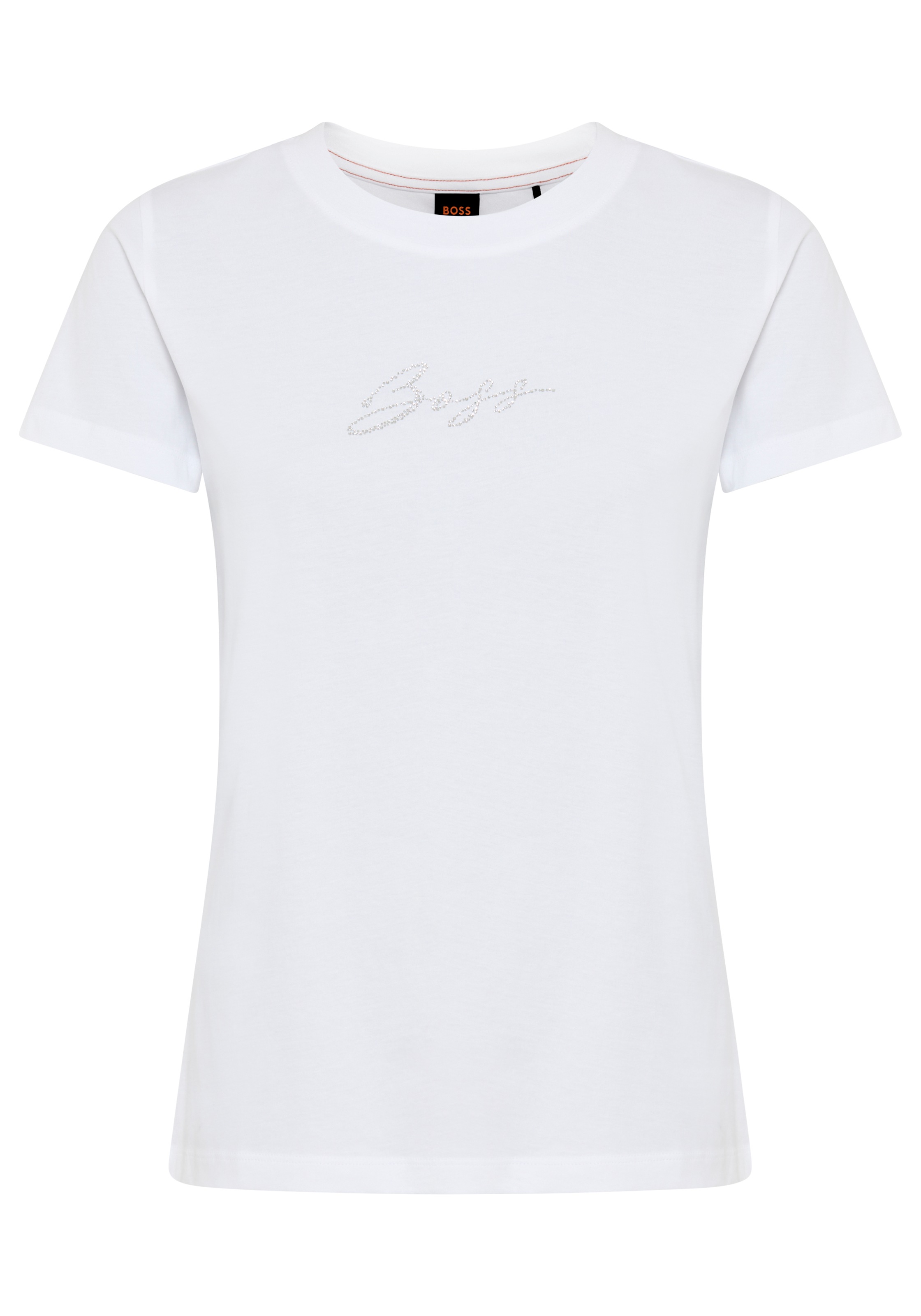 BOSS ORANGE T-Shirt »Esogo_MA_crystal Premium Damenmode« mit glitzer Logoschriftzug