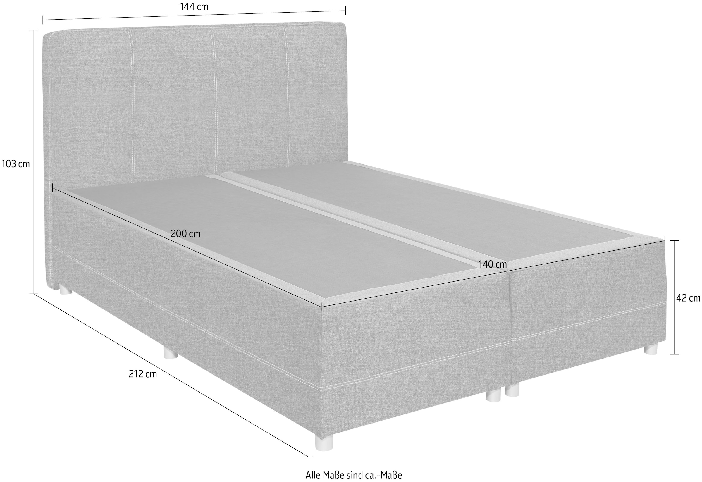ED EXCITING DESIGN Boxspringbett »Luanda«, wahlweise mit Matratze und Topper