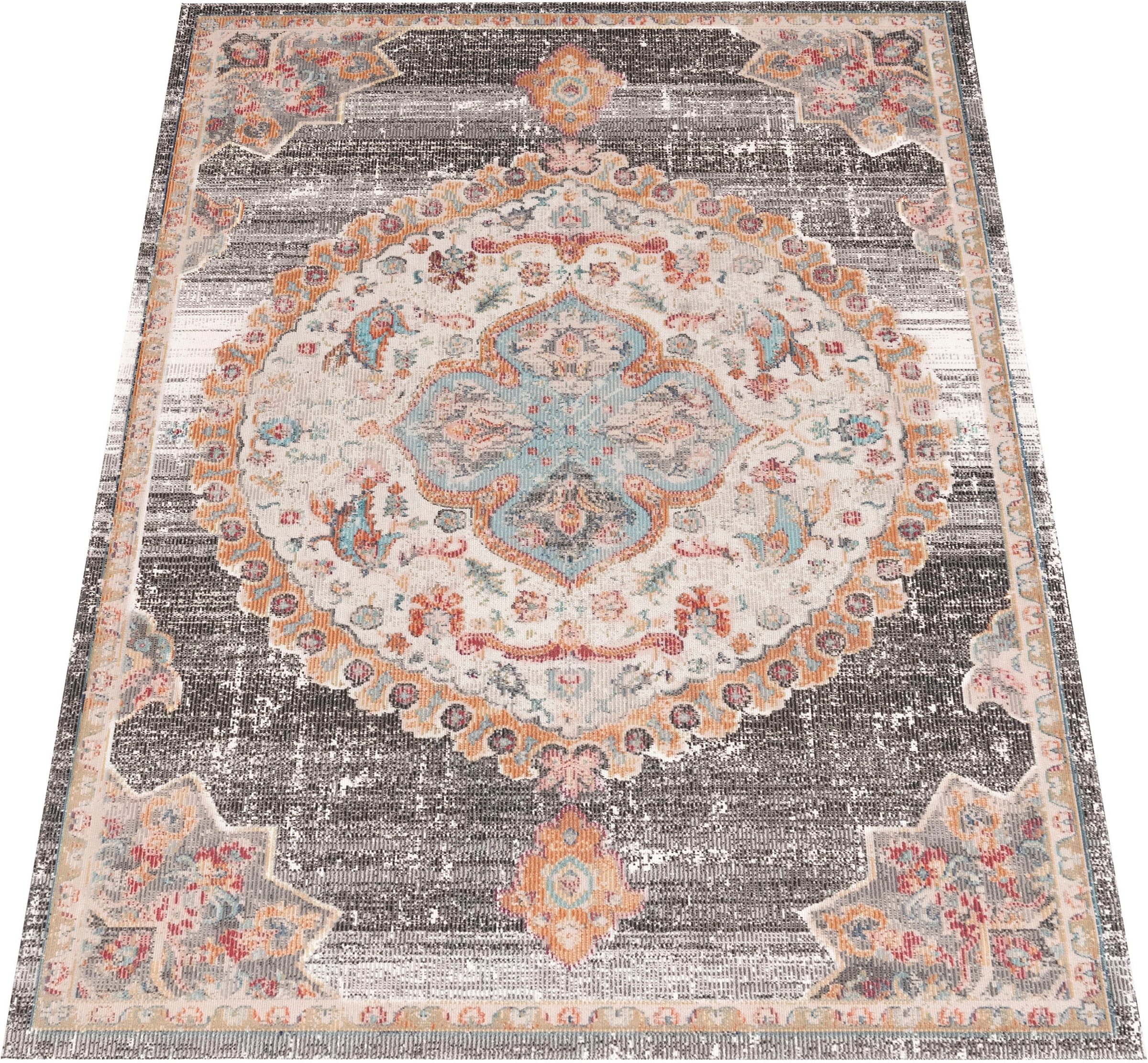 Paco Home Teppich »Torres 279«, rechteckig, 8 mm Höhe, Kurzflor, moderne Orient Optik, Used-Look, In- und Outdoor geeignet