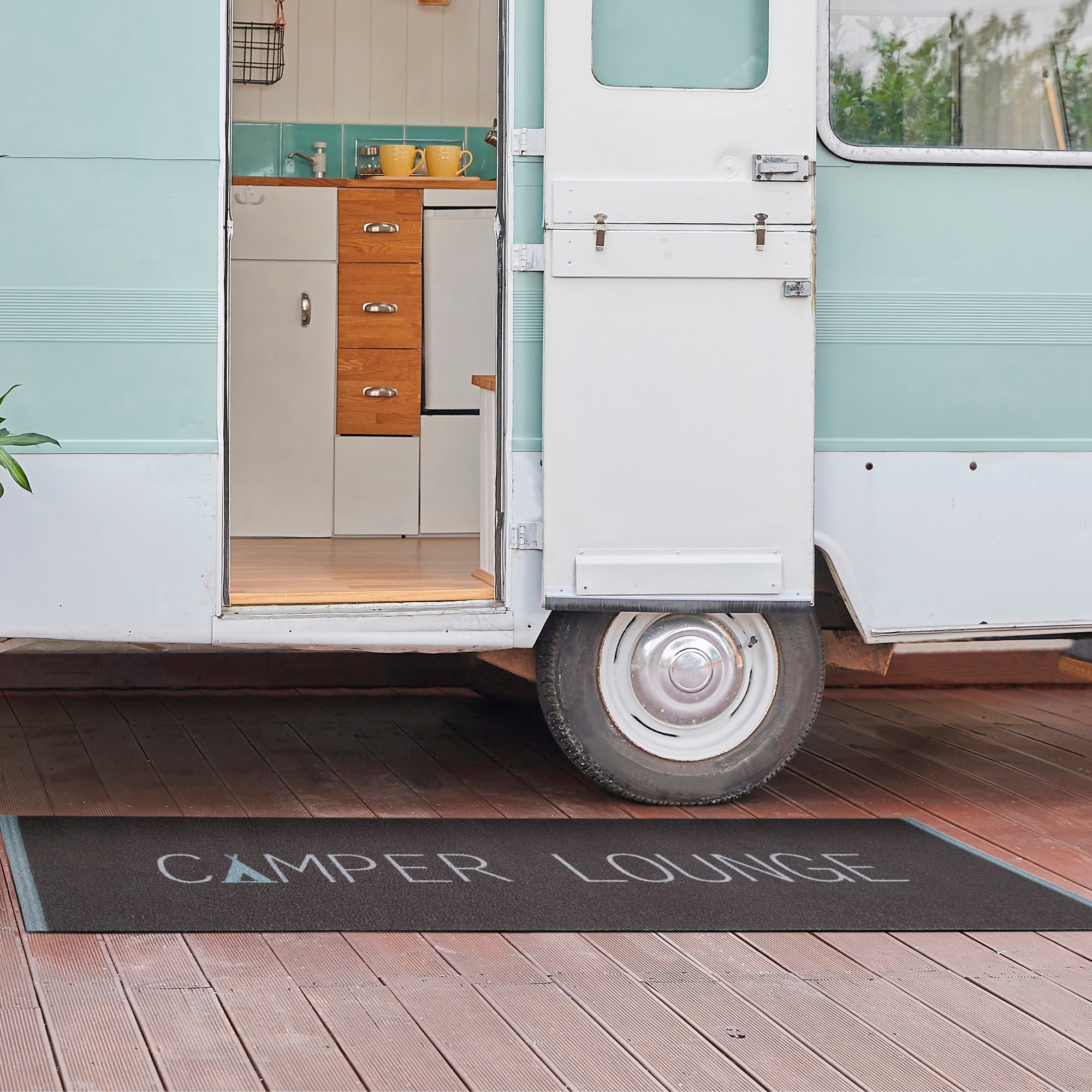 my home Läufer »Camping«, rechteckig, 8,5 mm Höhe, mit Schriftzug, ideal für Camper & Wohnwagen, In- und Outdoor geeignet
