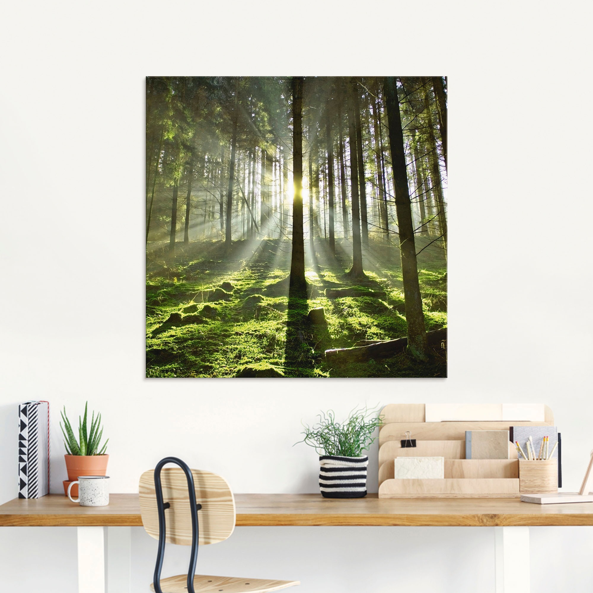 Artland Glasbild »Wald im Gegenlicht«, Wald, (1 St.), in verschiedenen Größen
