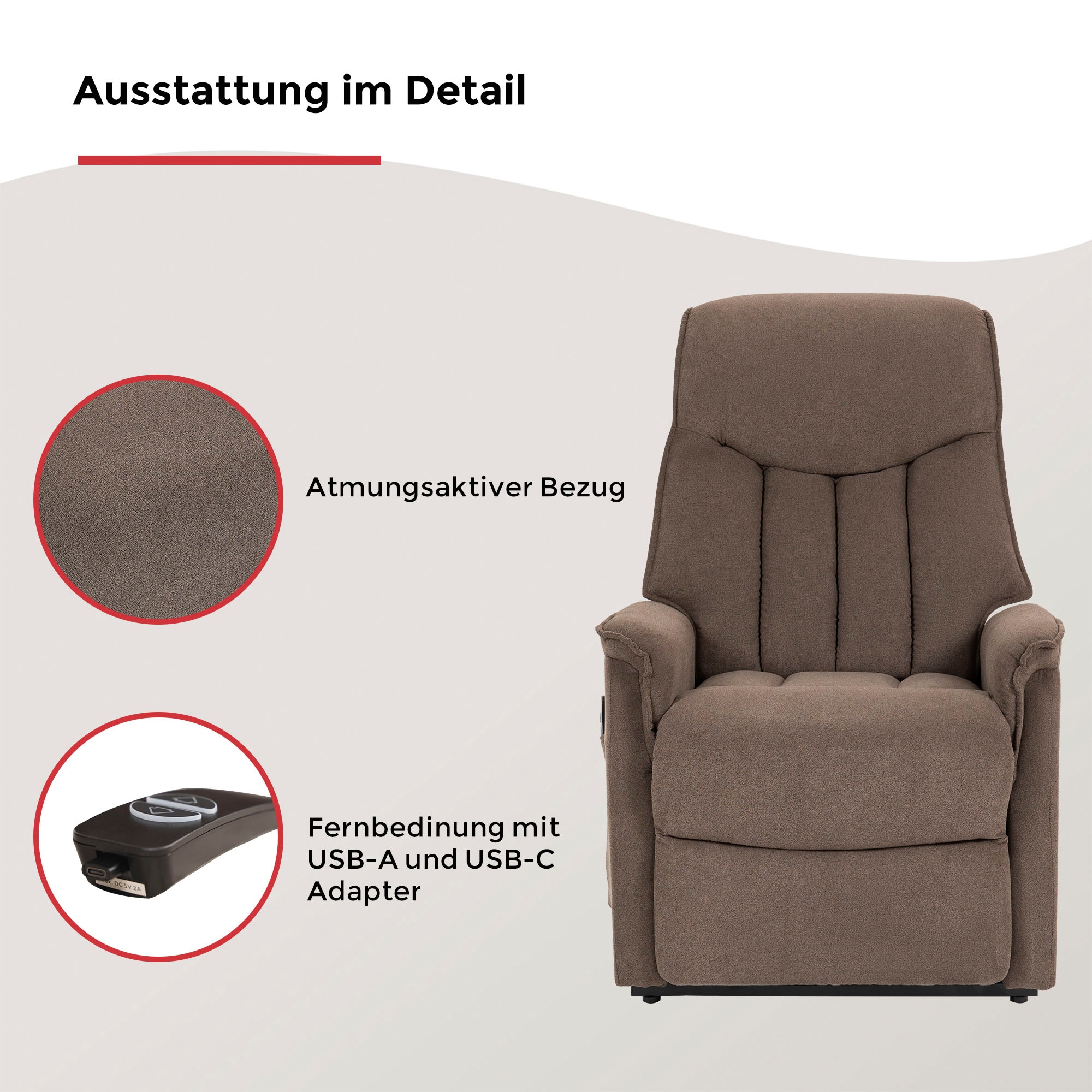 Duo Collection TV-Sessel »Aurora XXL bis 150 kg belastbar, mit elektrischer Aufstehhilfe« Relaxfunktion und Taschenfederkern mit Stahlwellenunterfederung