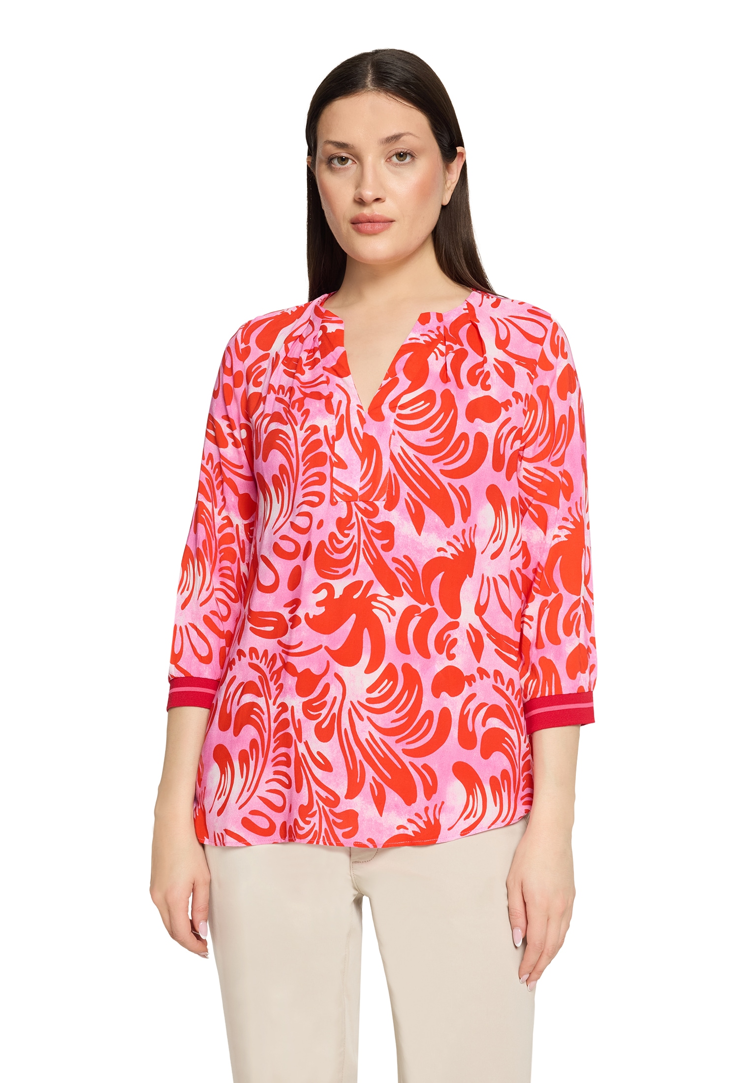 Cartoon Klassische Bluse »Casual-Bluse mit Rippbündchen«