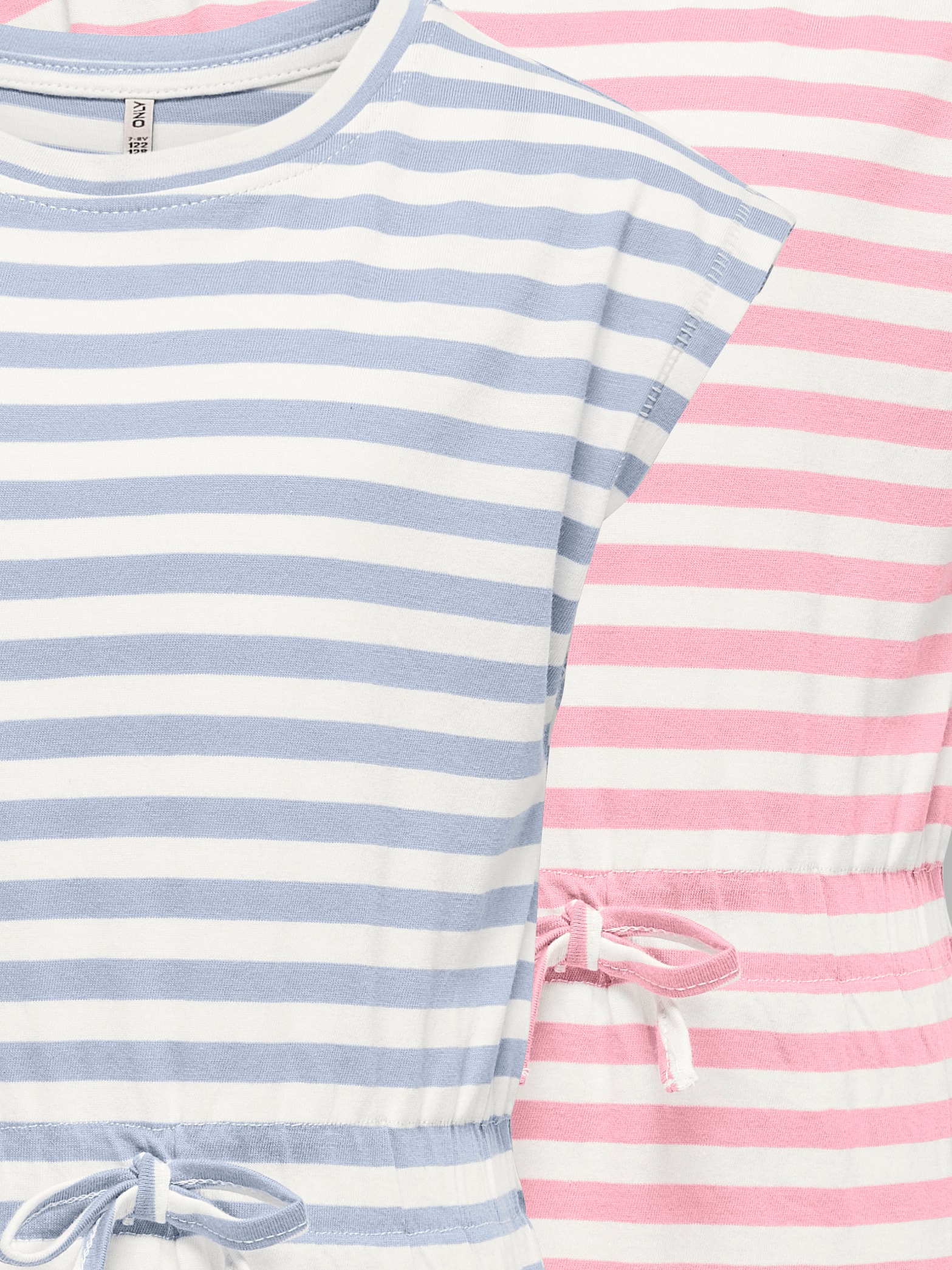 KIDS ONLY Jerseykleid »KOGMAY LIFE S/S DRESS JRS 2-PACK« Packung, 2 tlg. im sommerlichen Streifen-Look und mit Bindeband in der Taille