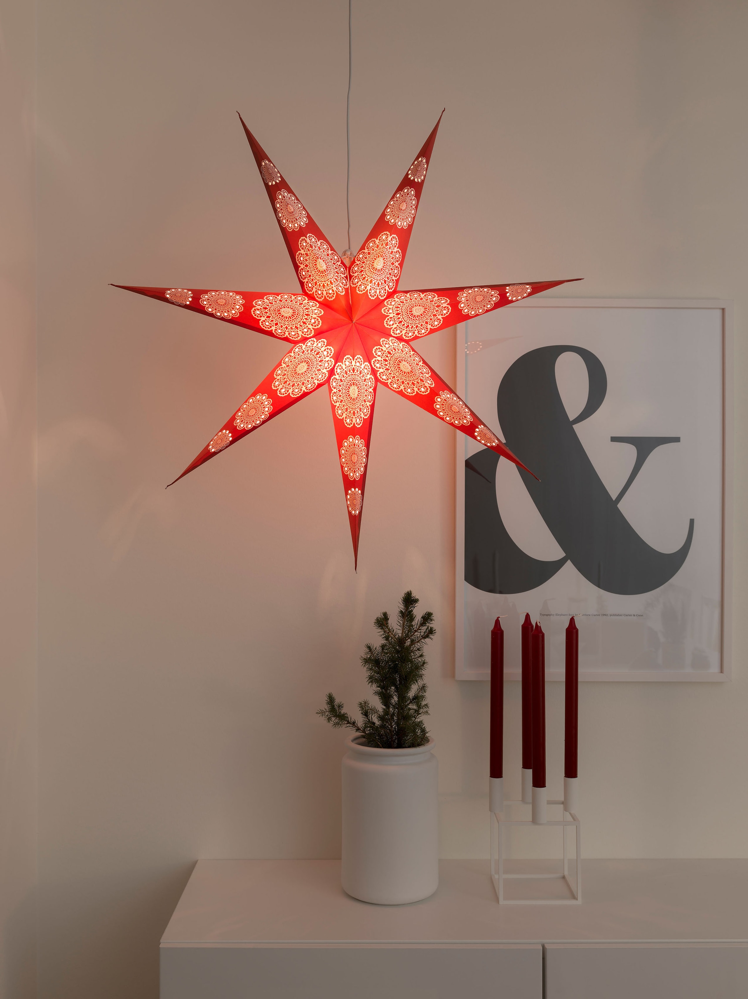 LED Zacken (1 St.), Dekostern bei Papierstern, KONSTSMIDE online OTTO Weihnachtsdeko rot«, Stern, 7 roter »Weihnachtsstern,