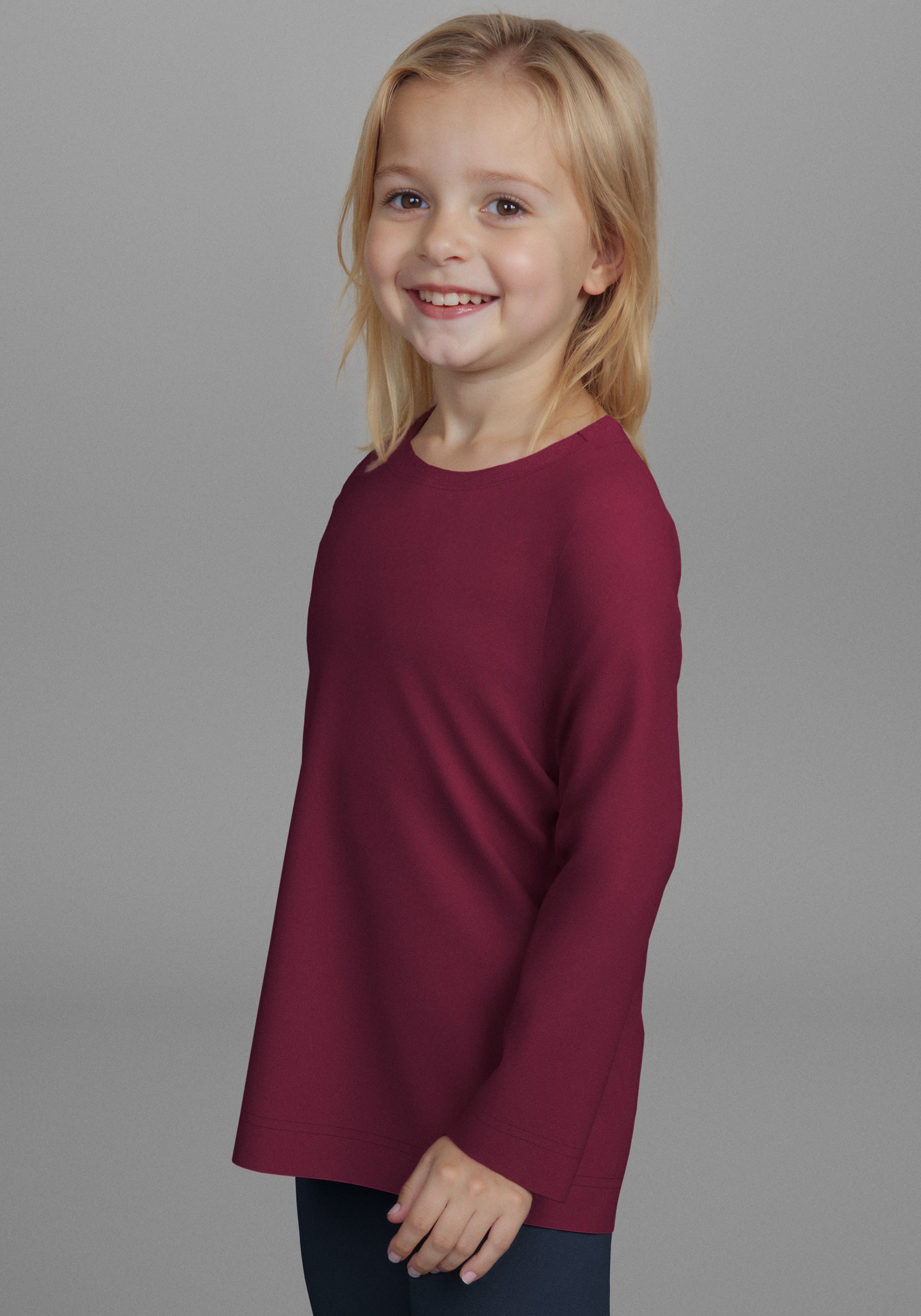 KIDSWORLD Langarmshirt »2er Pack 1x Herzen + 1x Unifarben Shirts«, (2 tlg.), 2er Pack Shirts mit Herzen