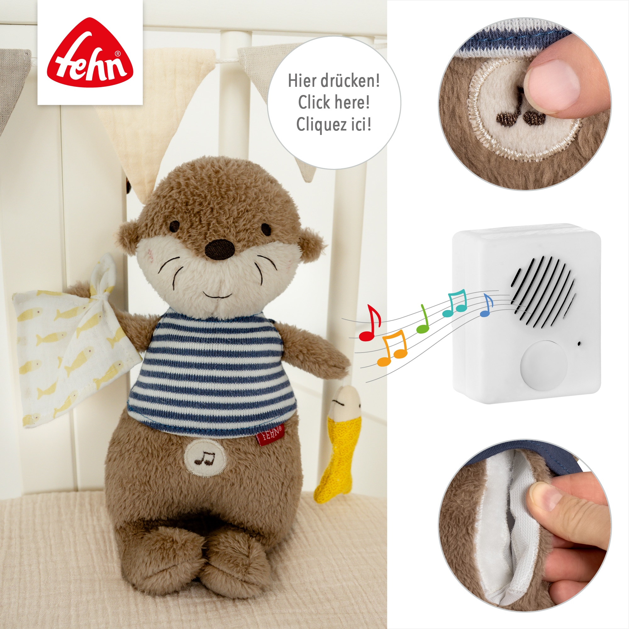 Fehn Kuscheltier »Otter Theo, Einschlafhilfe Otter« mit Sound
