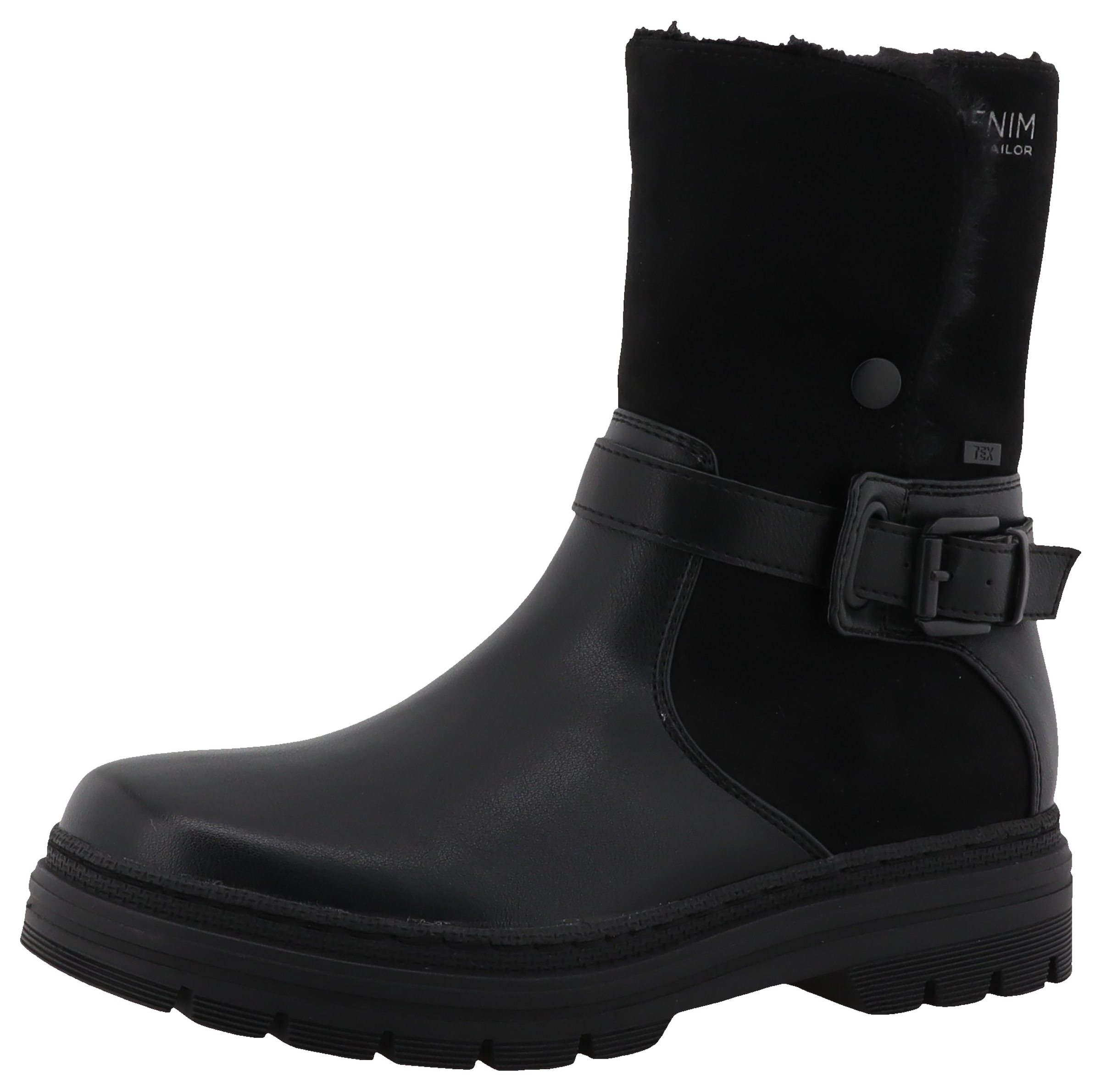 Winterstiefelette, Blockabsatz, Winterboots, Stiefelette mit Zierschnalle