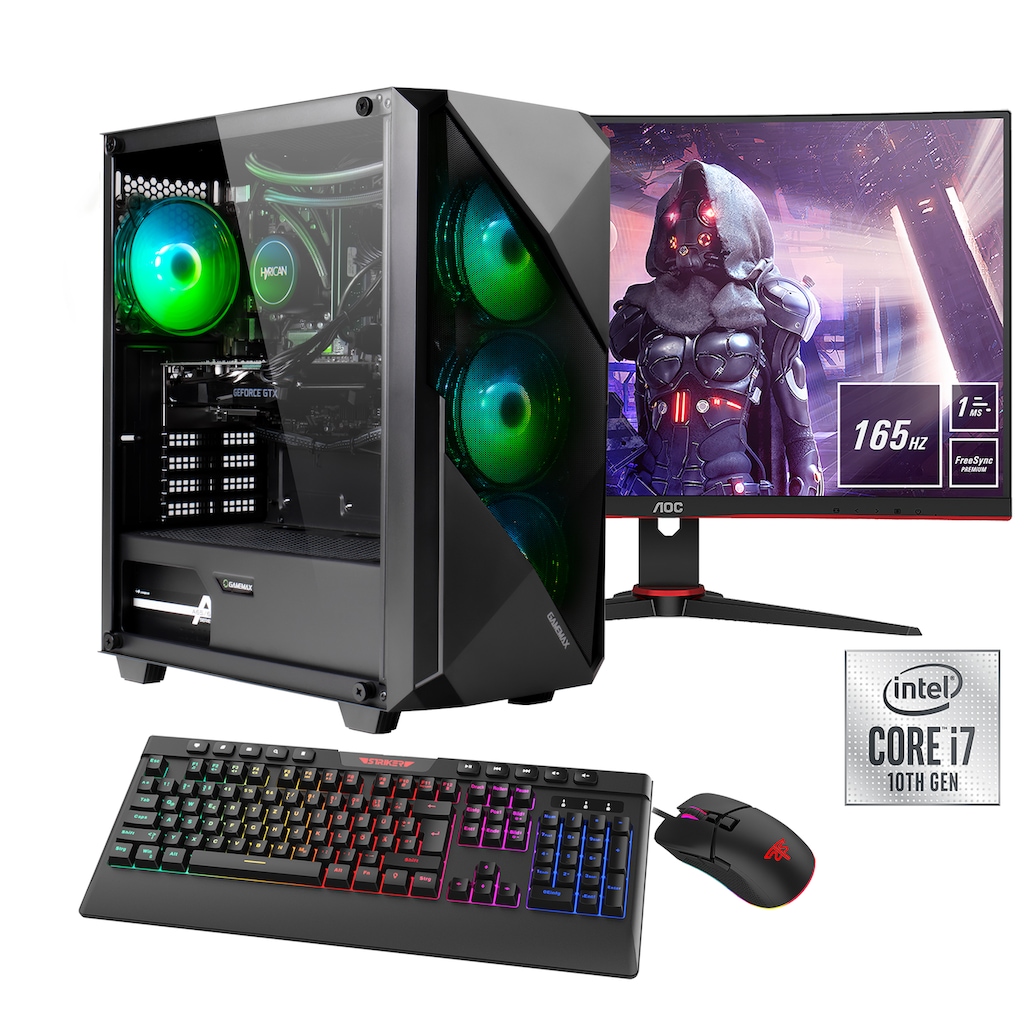 Hyrican Gaming-PC-Komplettsystem »Striker SET02206«, Windows 11, inklusive 27" Monitor AOC C27G2AE/BK