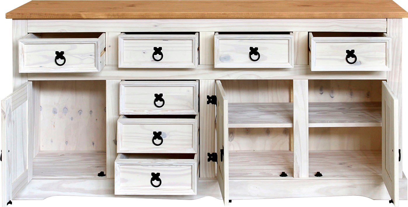 Möbilia Sideboard Kommode, Ziergriffe und Scharniere aus Metall