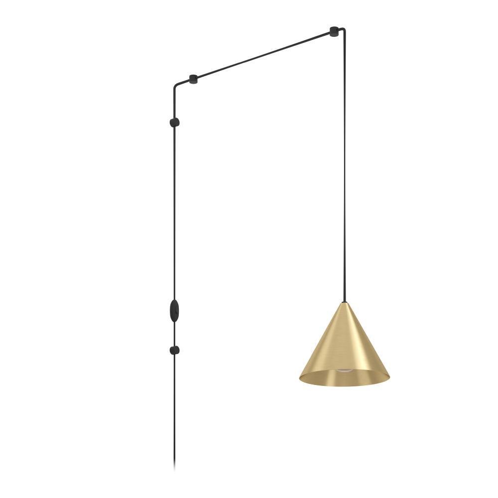 EGLO Hängeleuchte »NARICES Pendellampe, Stahl, E27, IP20, Wohnzimmerlampe, Hängelampe« E27 1 Stk. Hängeleuchte, L18 x H142 cm,  messing-gebürstet, schwarz, 1X40W exkl.
