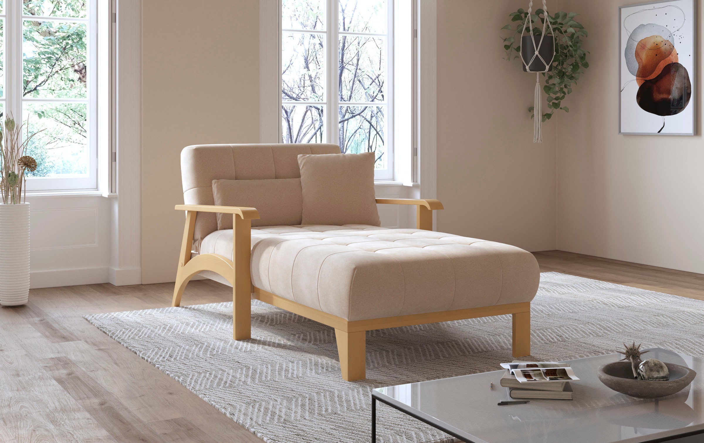 sit&more Recamiere »Billund« Armlehnen aus eichefarbigem Buchenholz, verschiedene Bezüge und Farben