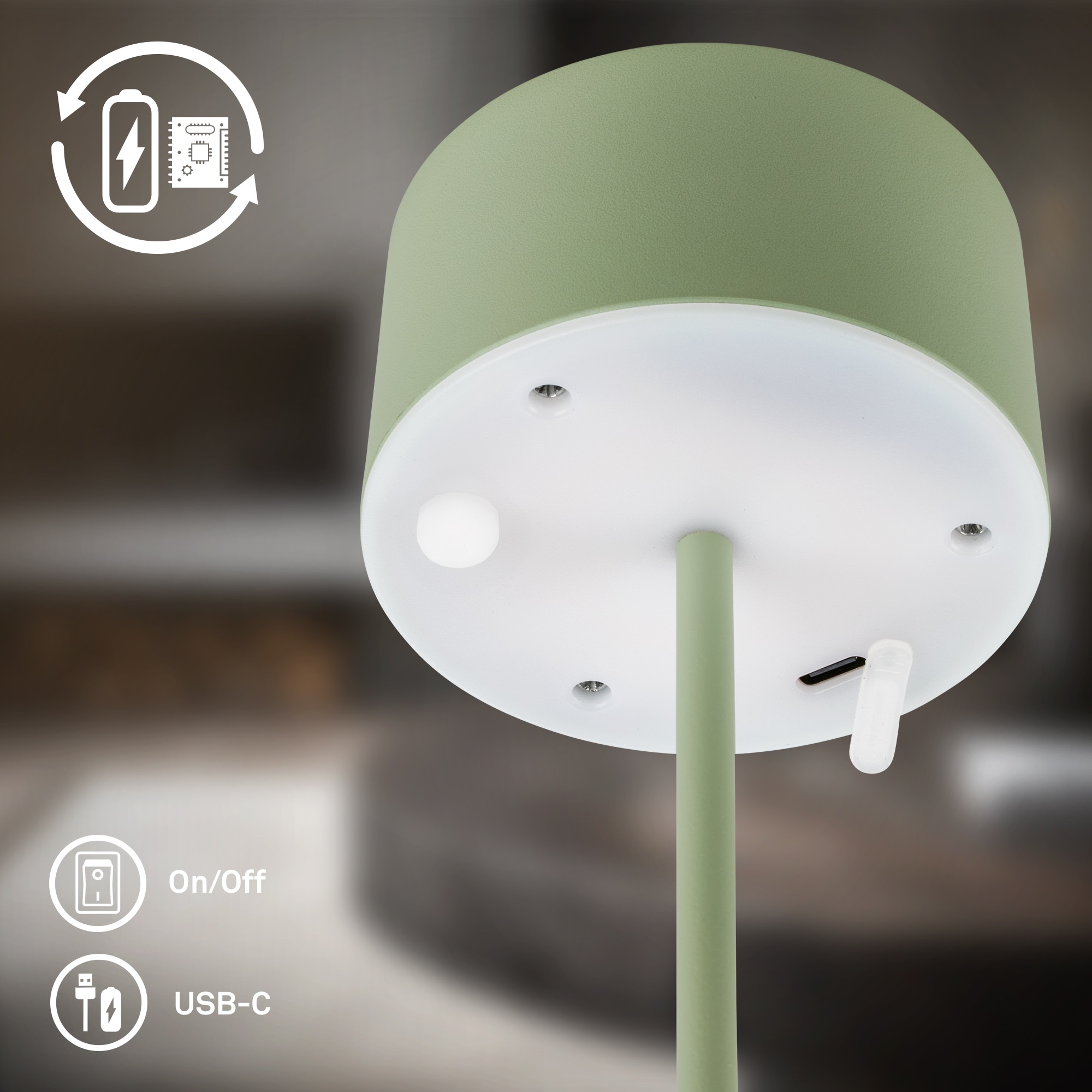 Briloner Leuchten LED Tischleuchte »KIRA« LED-Modul 1 Stk. Warmweiß 8x19 cm, Akku tauschbar, Indoor/Outdoor, Wohnzimmer, Flur, Balkon