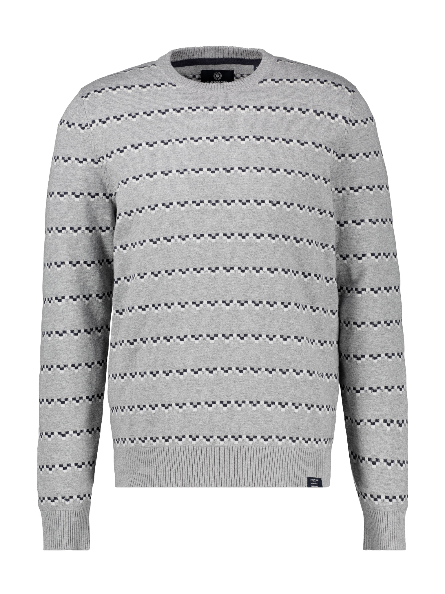 LERROS Strickpullover Langarmpullover mit Jacquard-Streifen