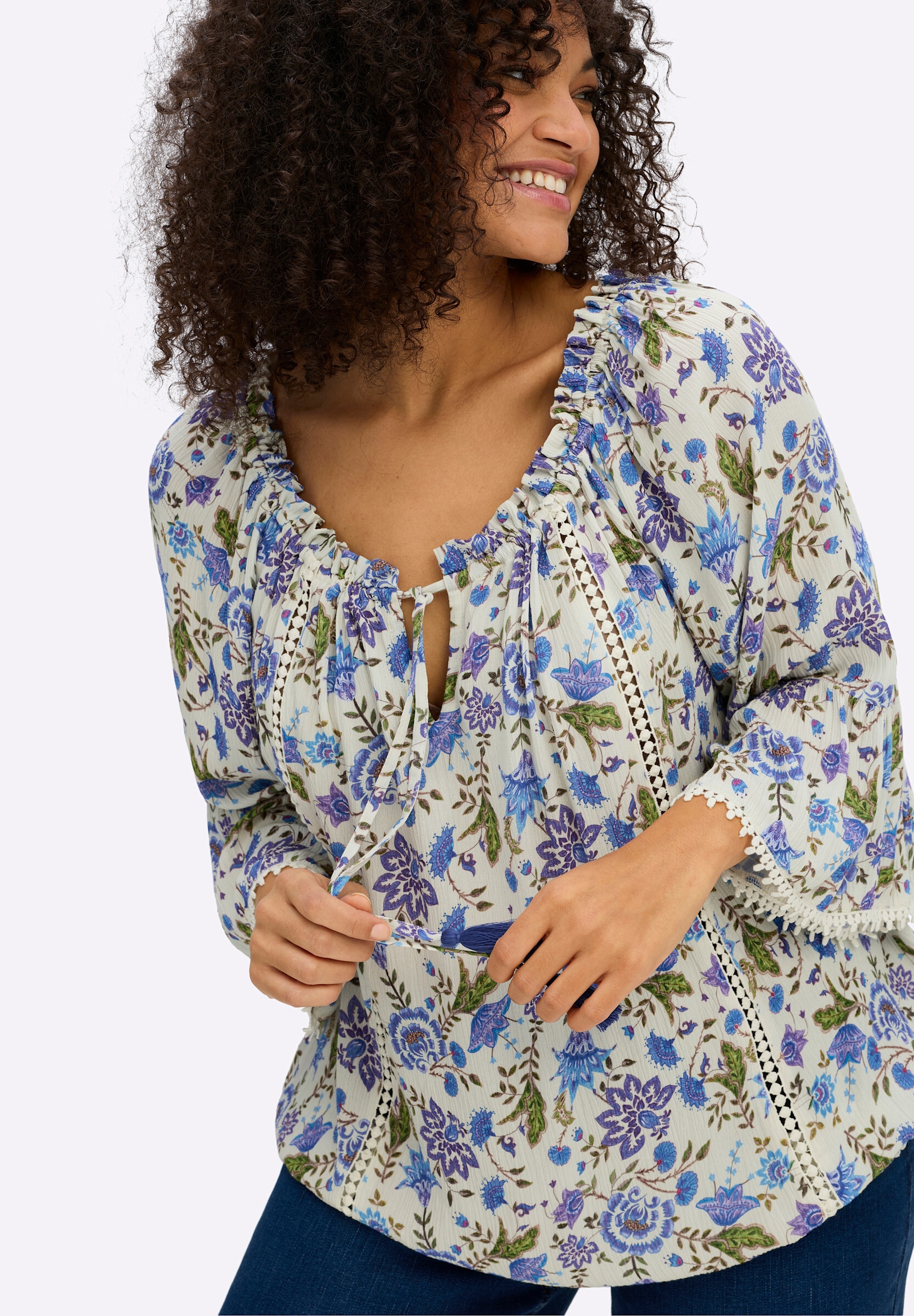 sheego by Joe Browns Klassische Bluse »3/4-Arm-Bluse Tunika im Boho-Look«